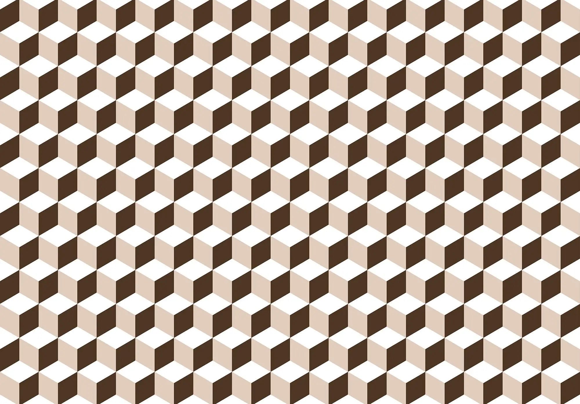 Billede 1 af Fototapet - Brunt og beige isometrisk terningemønster