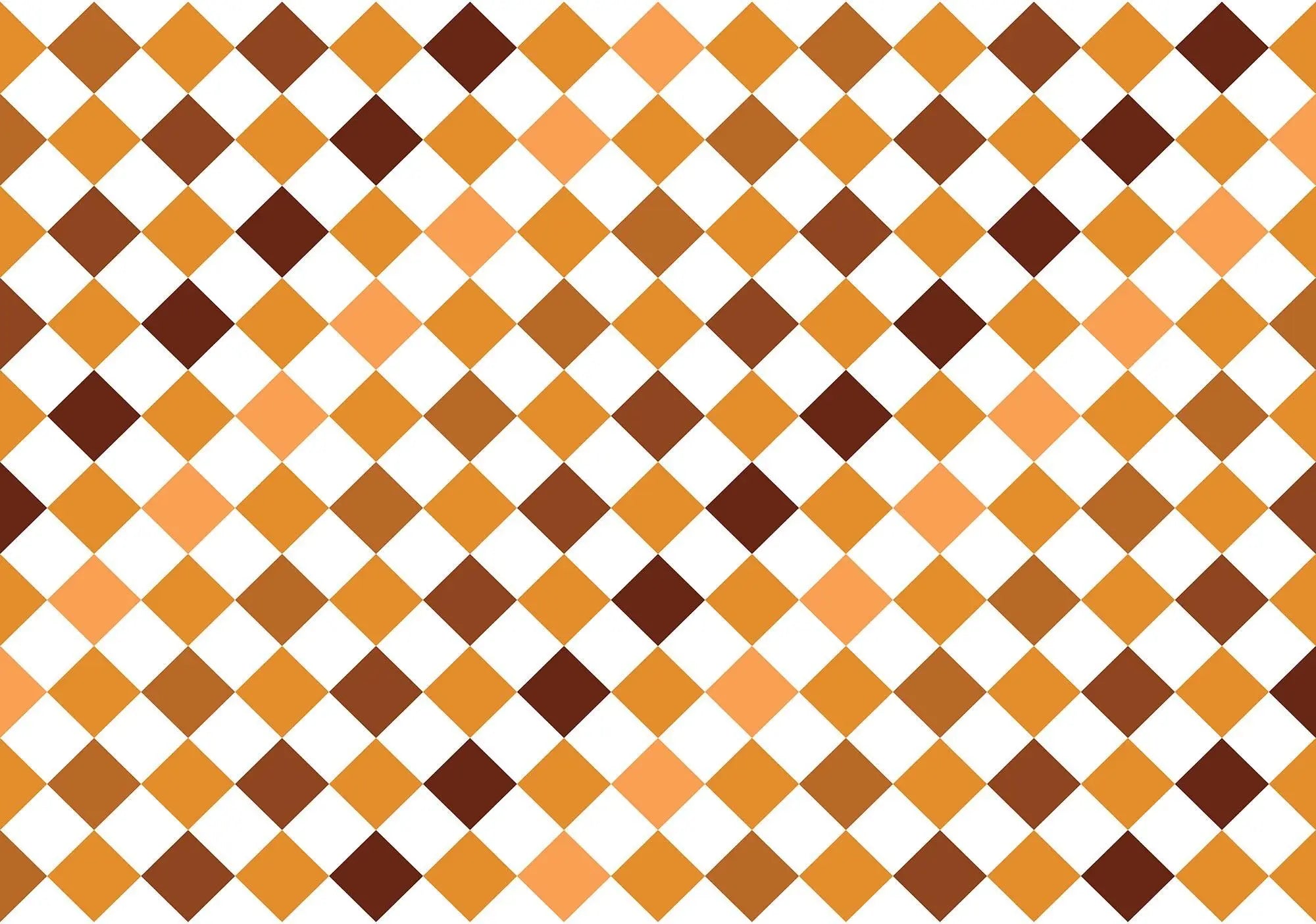 Billede 1 af Fototapet - Brunt og orange ternet mønster