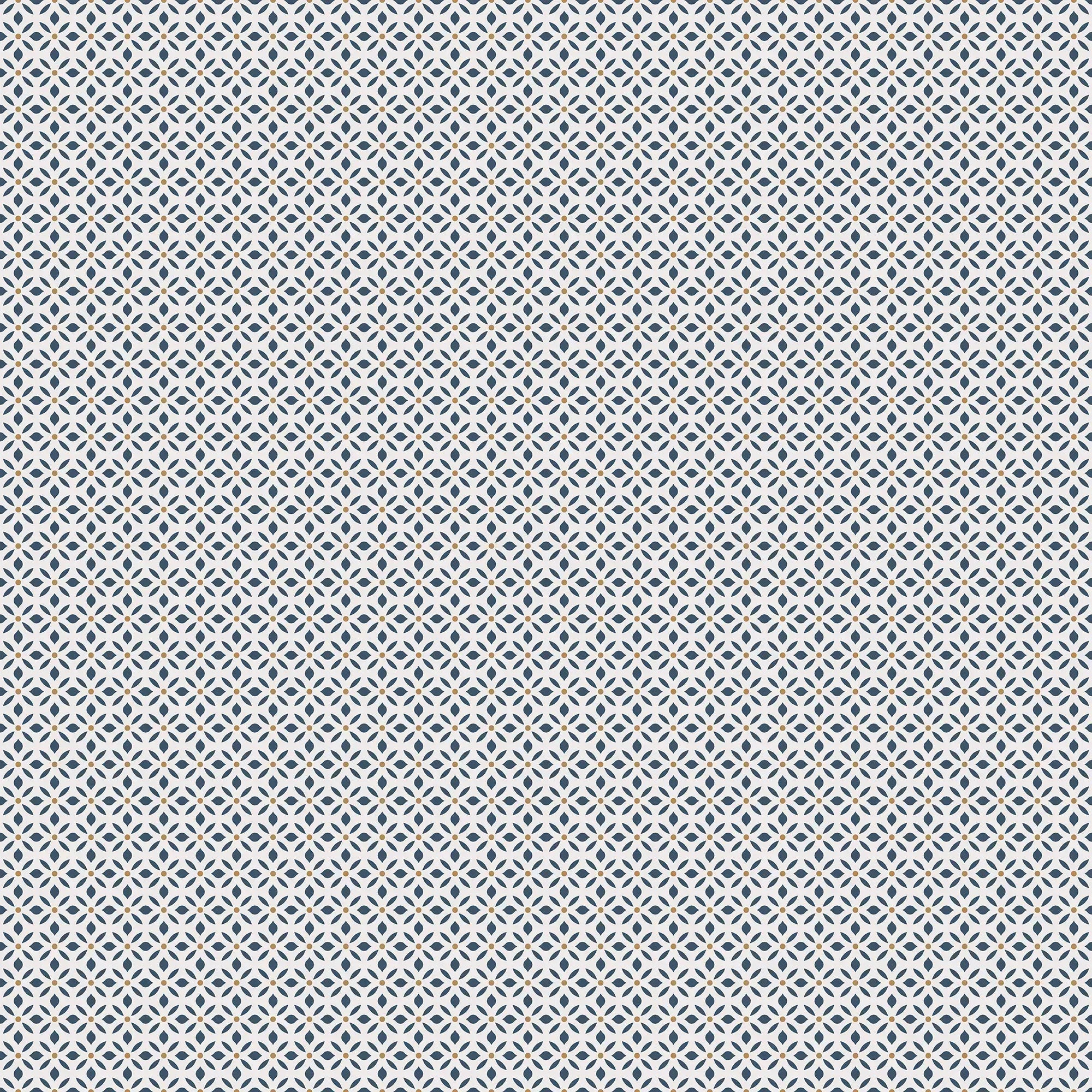 Detalje af Crosshatch Weave - Ocean tapet med et tæt geometrisk mønster i blå og hvide nuancer.
