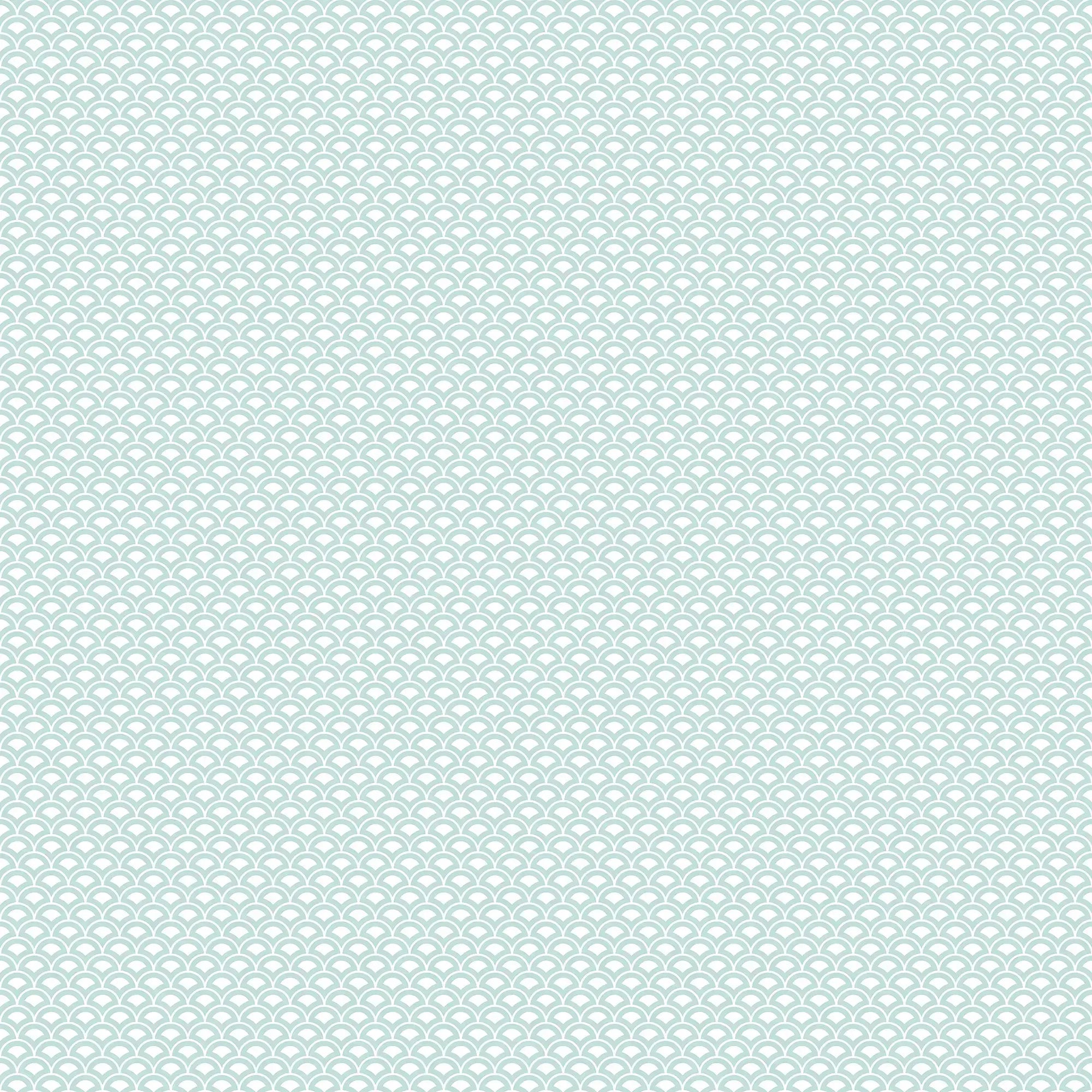 Delicate Arches - Aqua tapetdesign med gentagne, diskrete buemønstre i lyseblå nuancer.