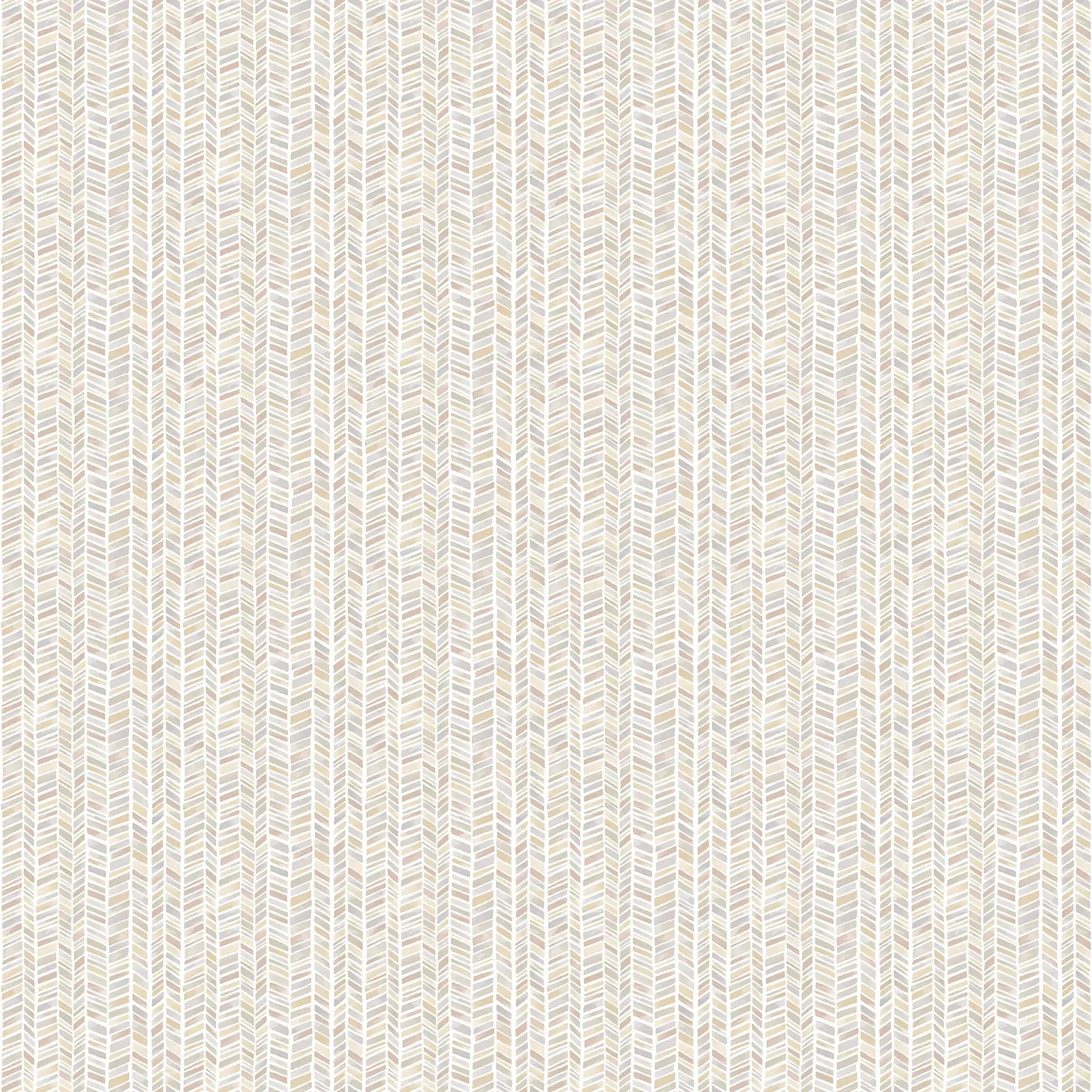 Tapet fra Delicate Arrows - Sand med et gentaget mønster af beige og lyse pile på hvid baggrund.