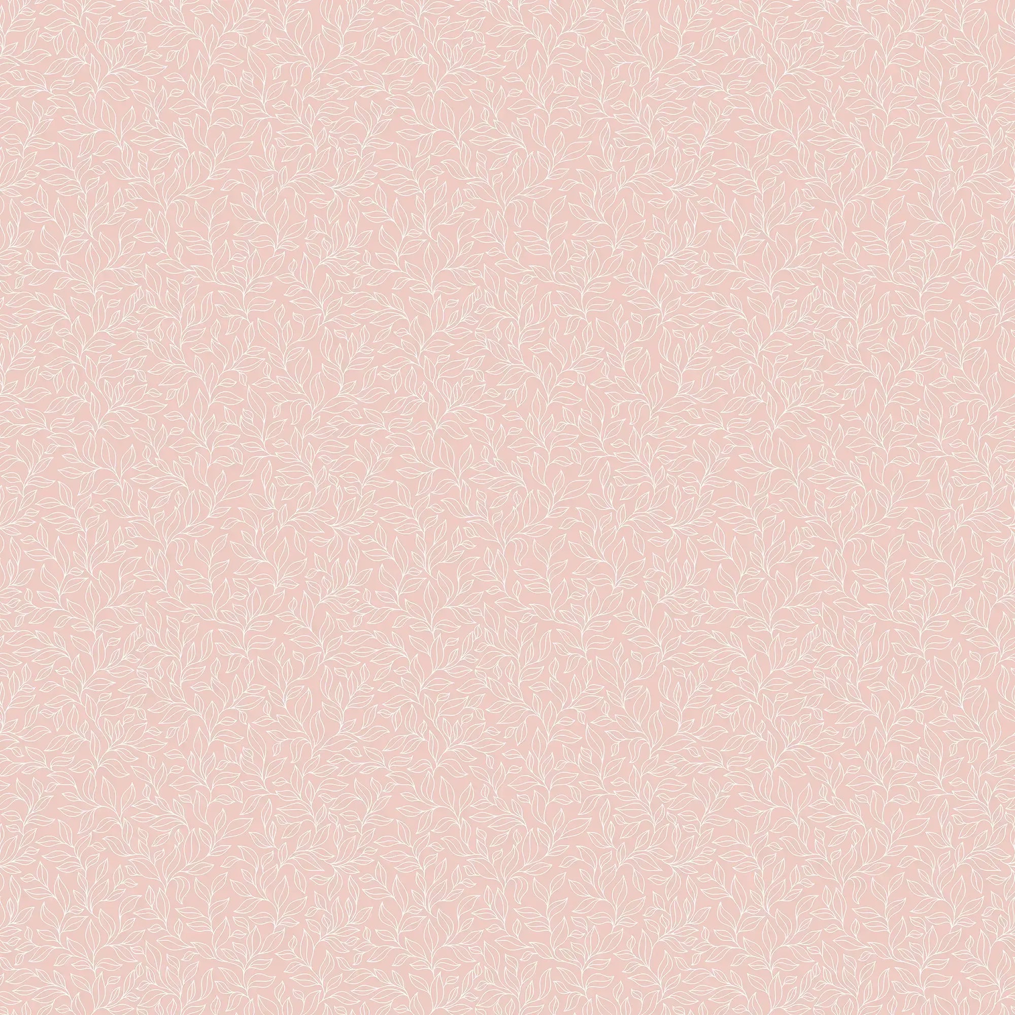 Delikat tapet med et mønster af sarte blade i en lys rosa nuance fra produktet Delicate Leaves – Blush.