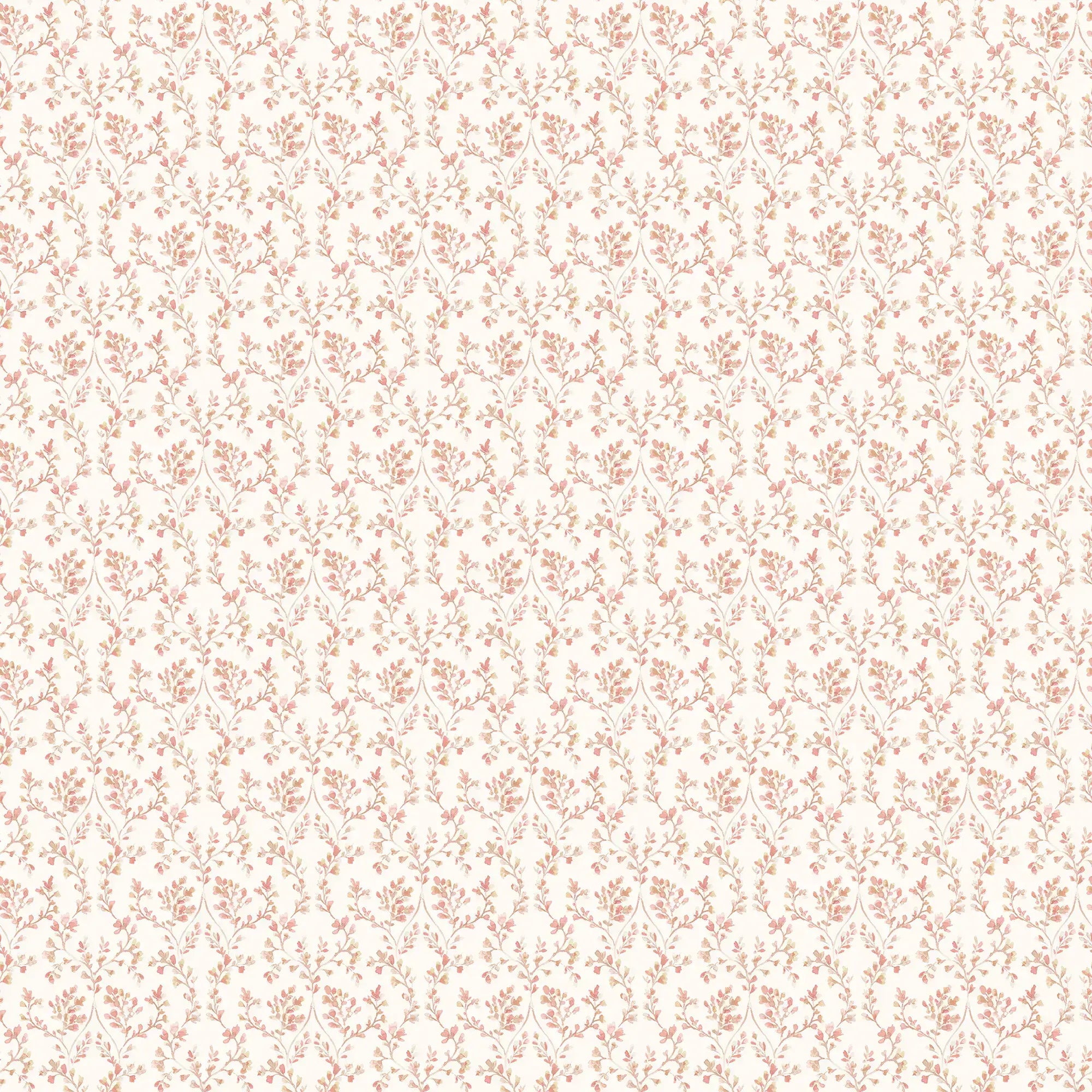 Tapet mønster med delikate lyserøde grene på en lys baggrund fra produktet Delicate Sprigs - Blossom, tilgængeligt hos Nicetapet.dk.