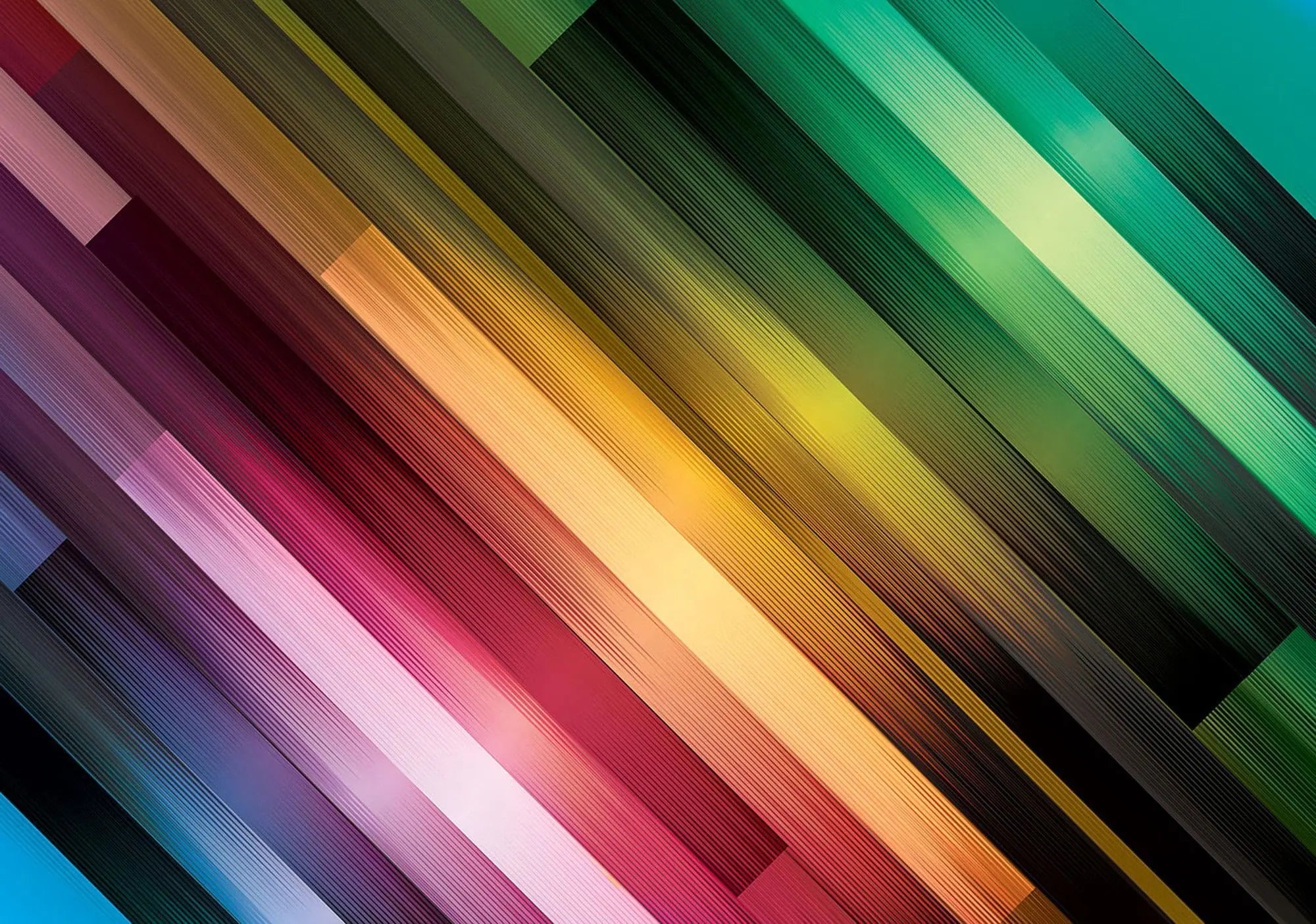 Billede 1 af Fototapet - Diagonalstriber i flerfarvede nuancer