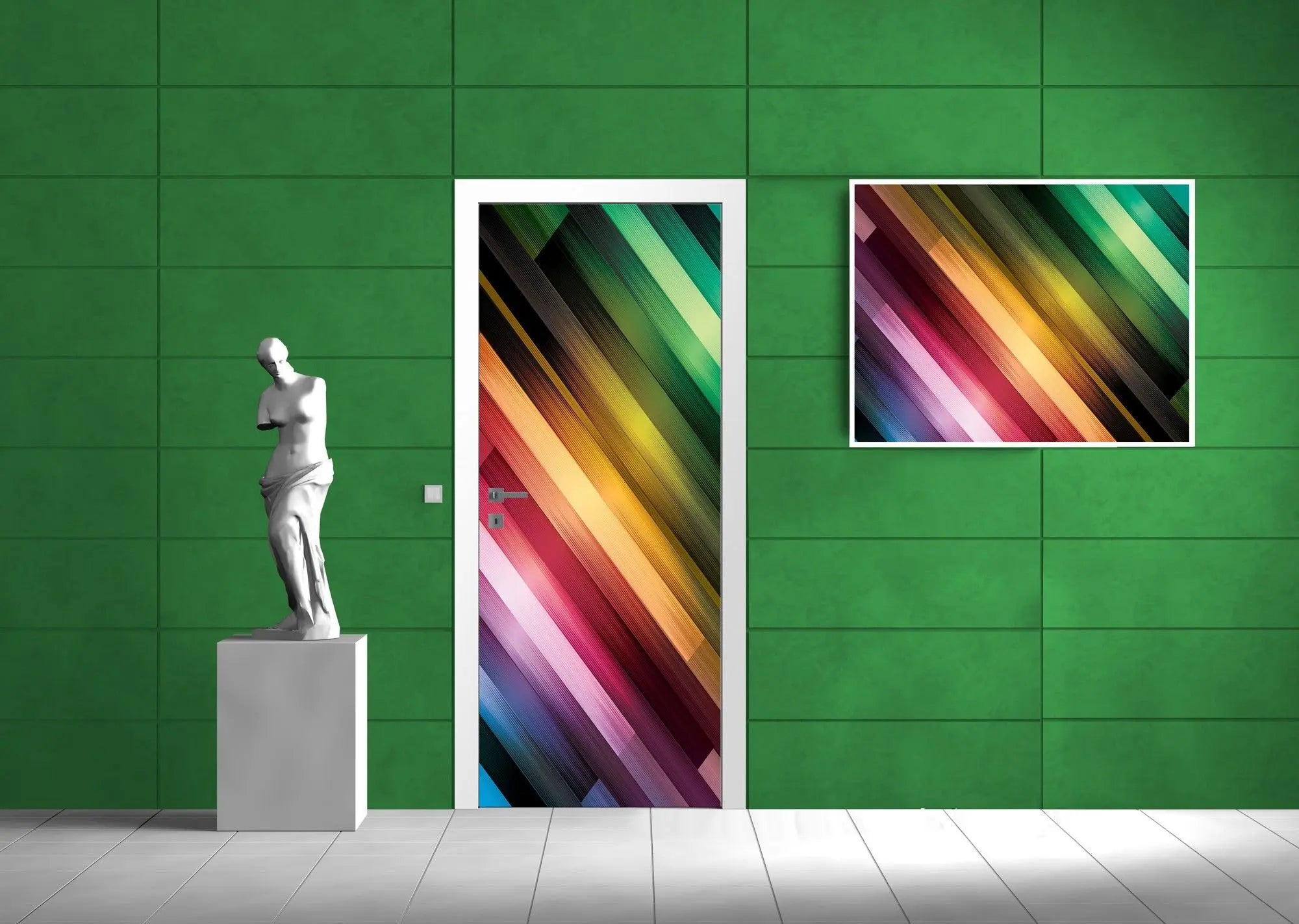 Billede 8 af Fototapet - Diagonalstriber i flerfarvede nuancer