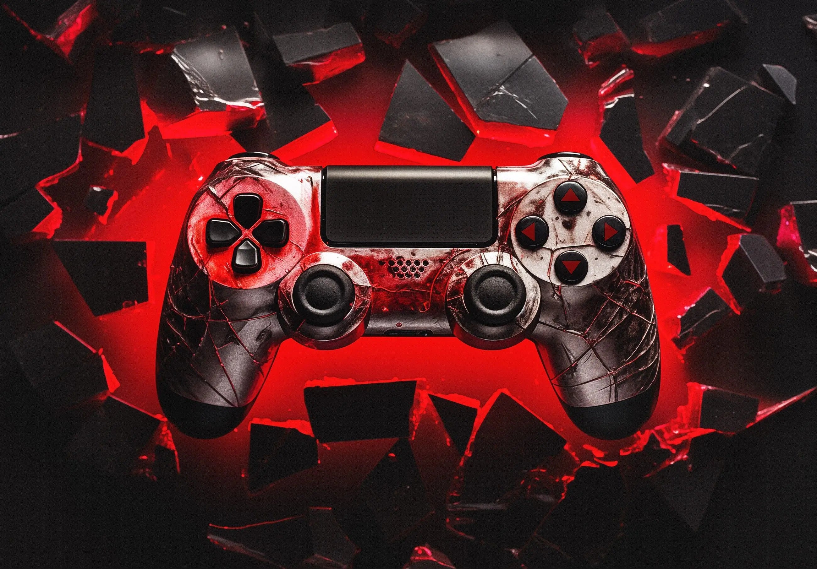 Billede 2 af Fototapet - DualShock 4-controller med rødt og sort design