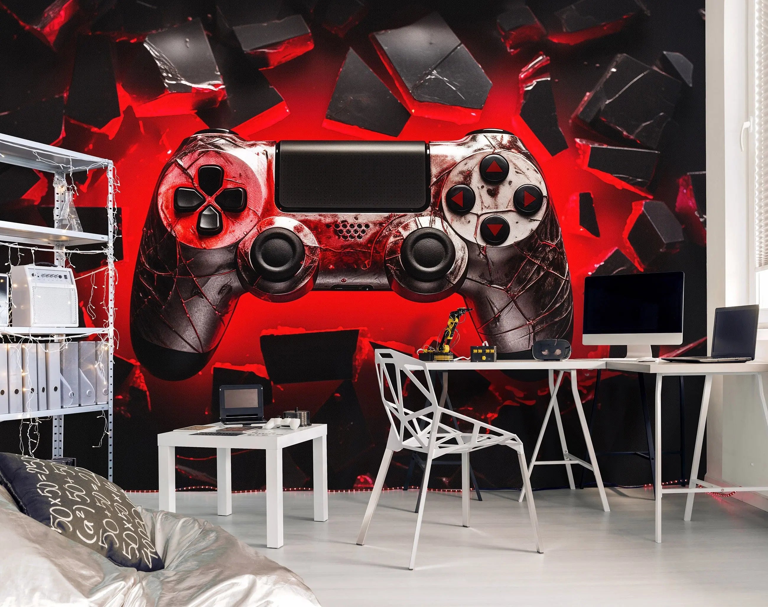 Billede 3 af Fototapet - DualShock 4-controller med rødt og sort design