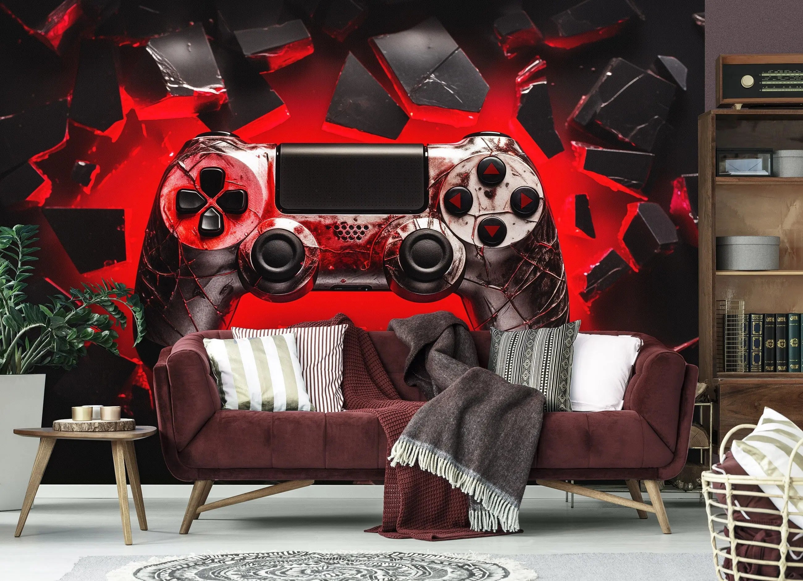 Billede 4 af Fototapet - DualShock 4-controller med rødt og sort design
