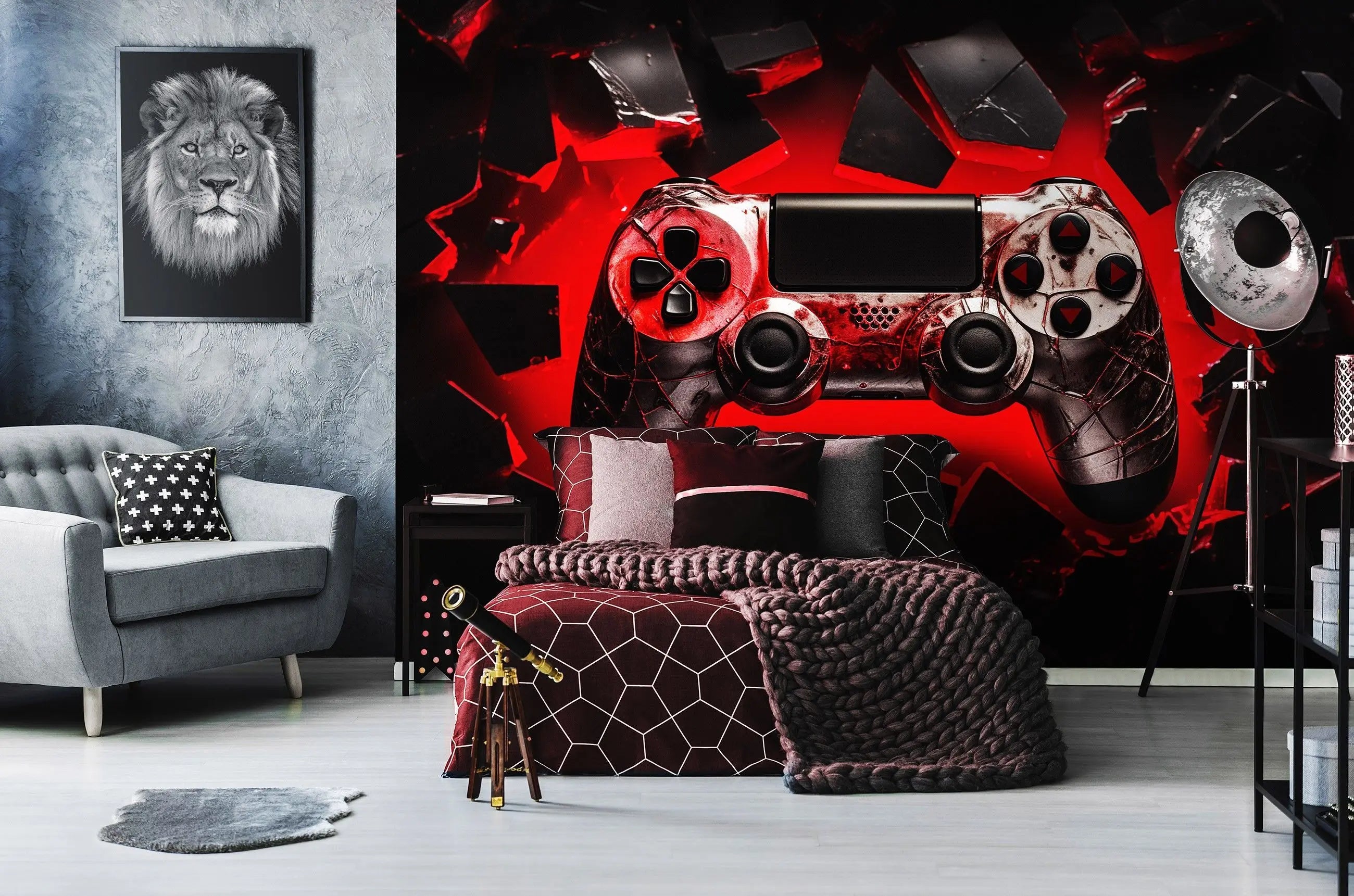 Billede 5 af Fototapet - DualShock 4-controller med rødt og sort design