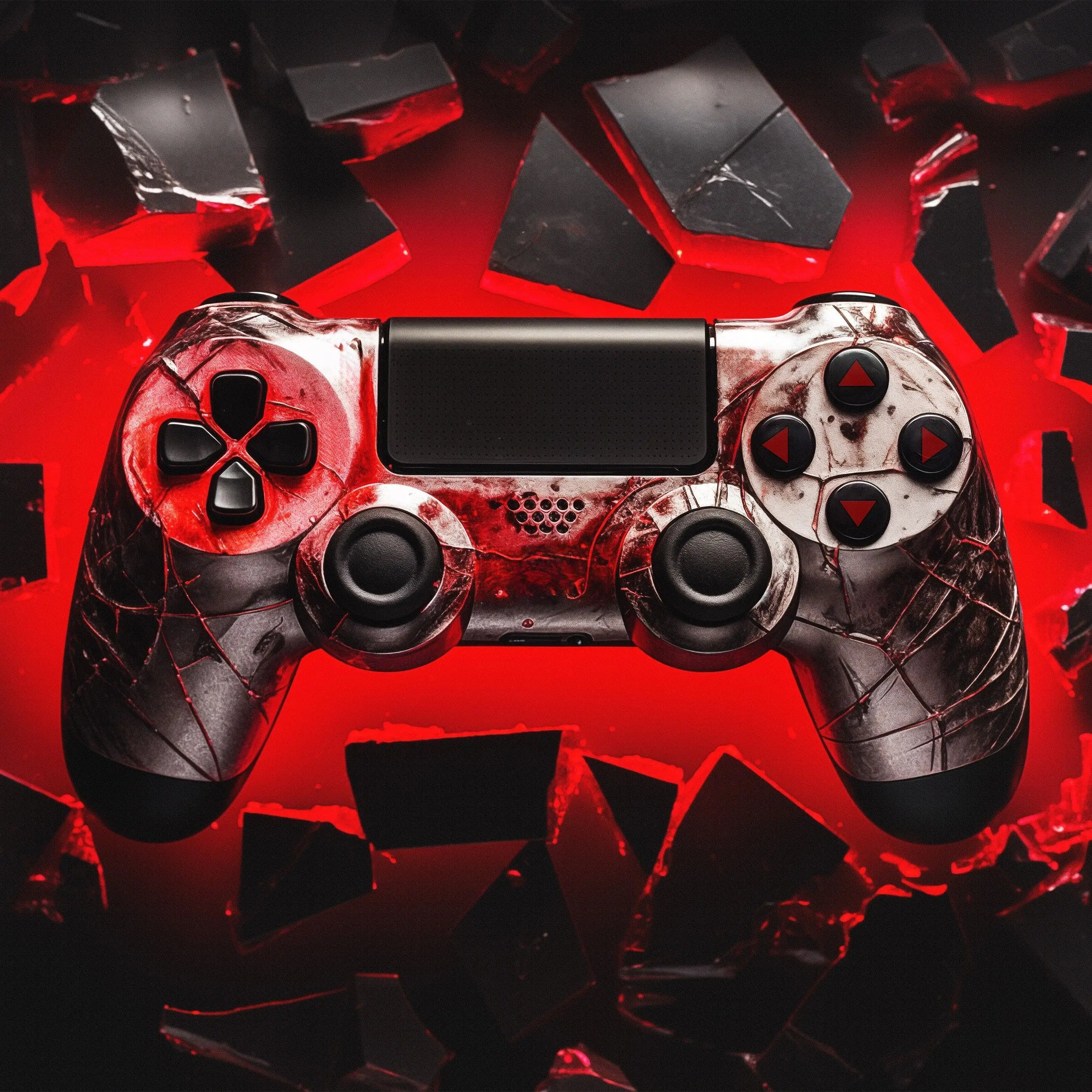 Billede 7 af Fototapet - DualShock 4-controller med rødt og sort design