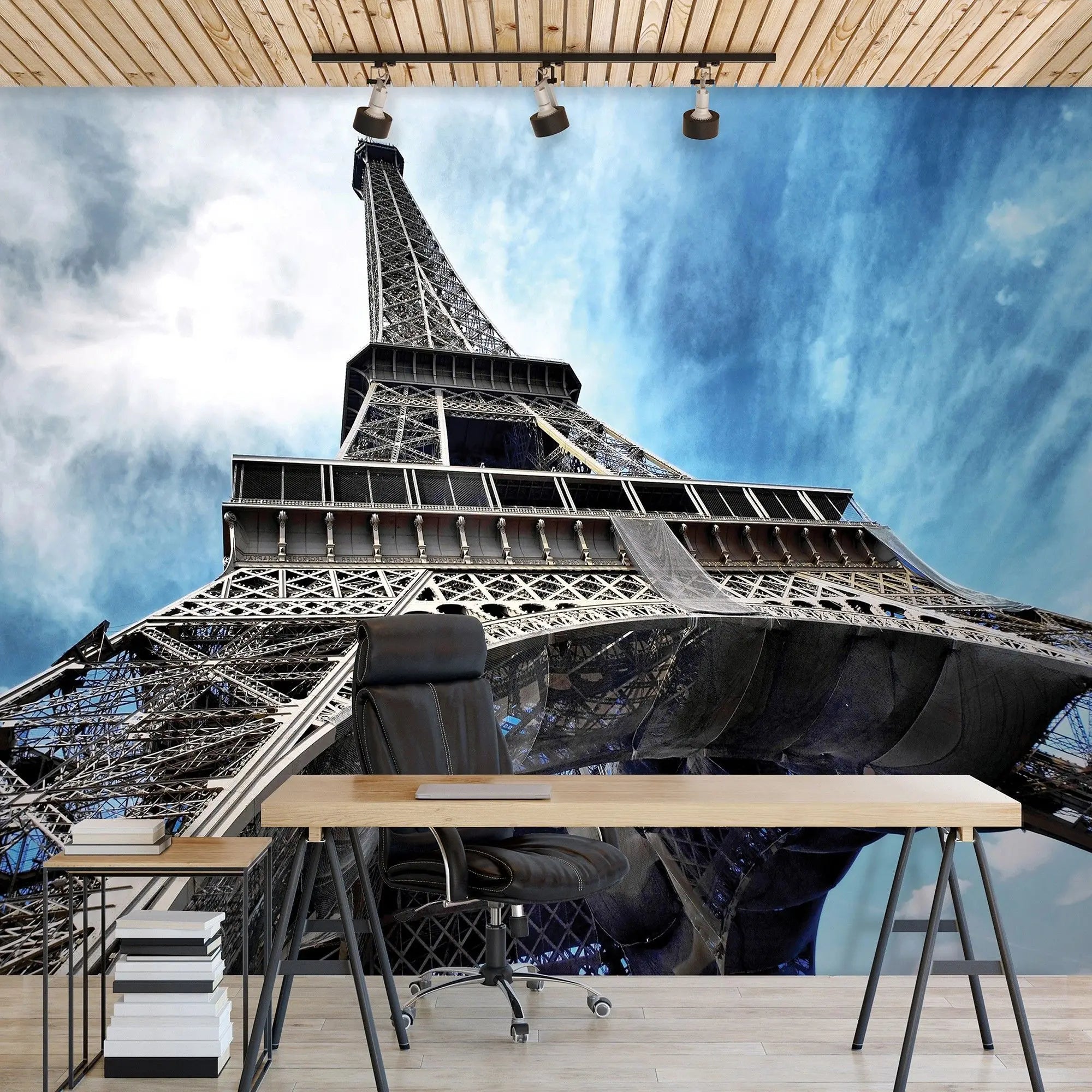 Billede 5 af Fototapet - Eiffeltårnet set nedefra mod blå himmel i Paris