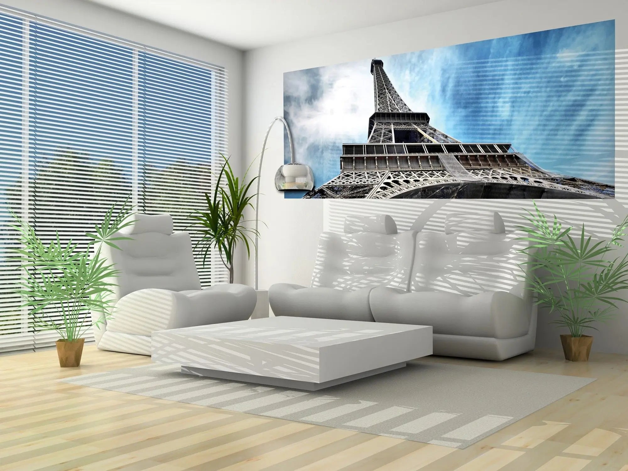 Billede 7 af Fototapet - Eiffeltårnet set nedefra mod blå himmel i Paris