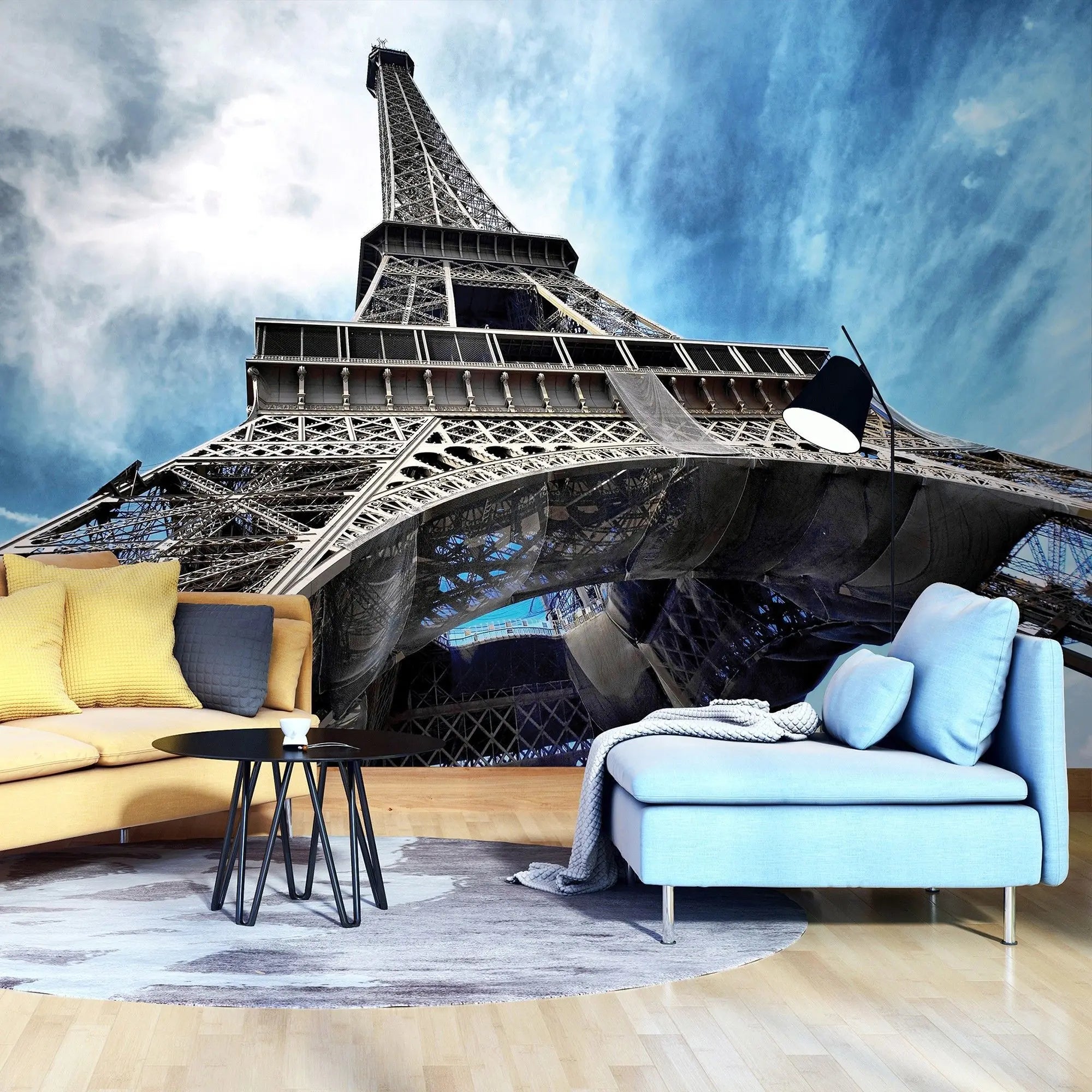 Billede 9 af Fototapet - Eiffeltårnet set nedefra mod blå himmel i Paris