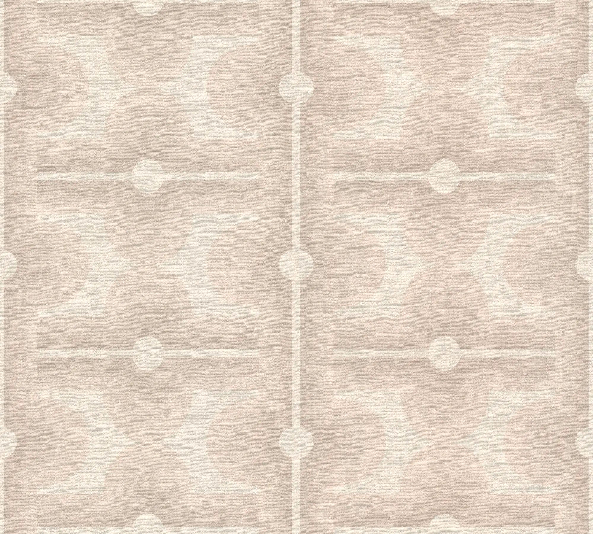 Billede af tapetmønsteret Eileen - Soft Taupe med geometriske former i neutrale farver.