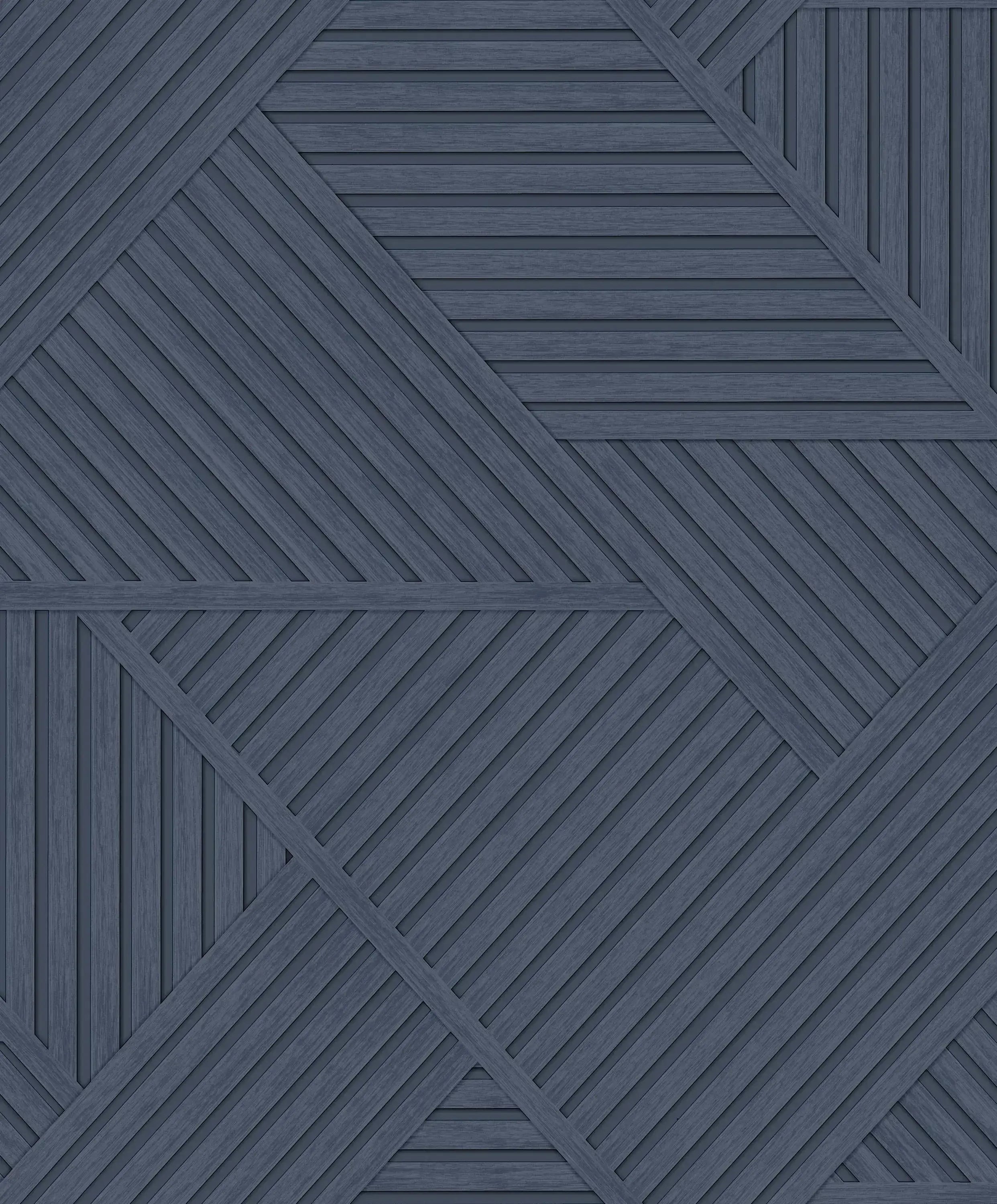 Detaljeret visning af Elba - Navy tapetmønster med geometrisk design i blå nuancer.