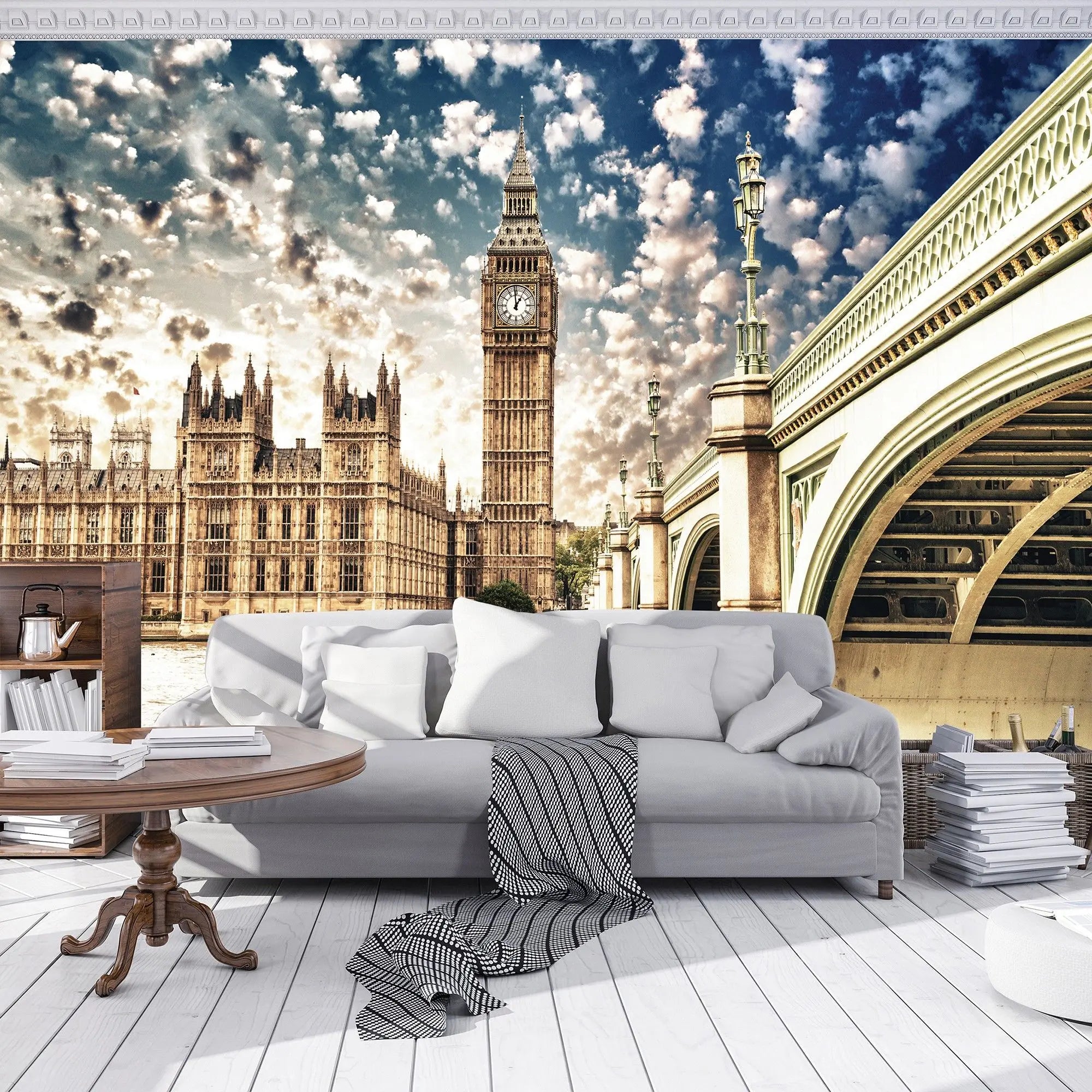 Billede 4 af Fototapet - Elizabeth Tower og Westminster Bridge i London