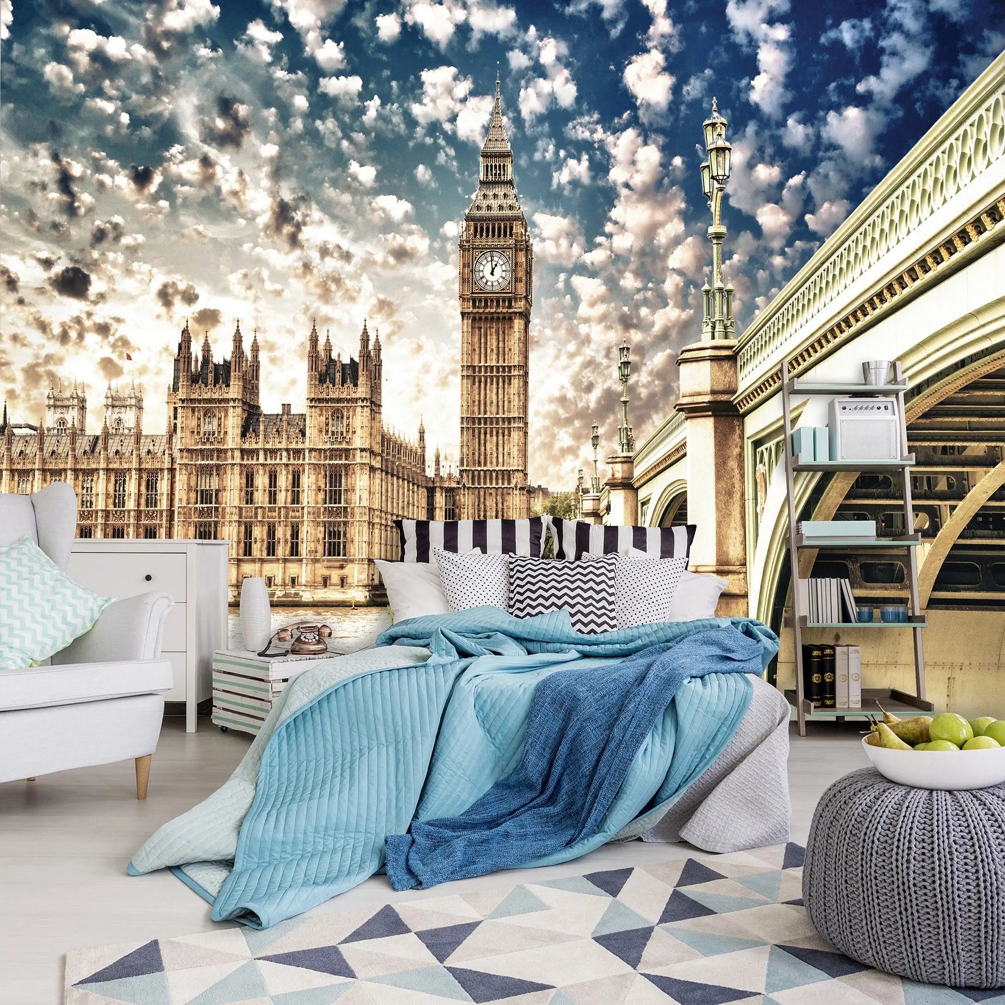 Billede 5 af Fototapet - Elizabeth Tower og Westminster Bridge i London