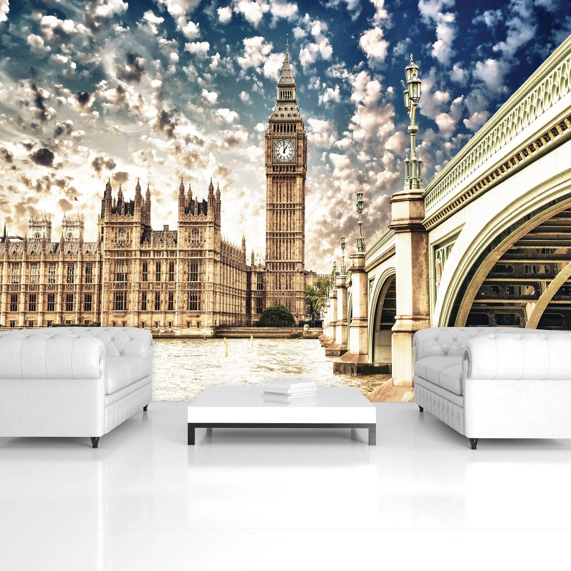 Billede 7 af Fototapet - Elizabeth Tower og Westminster Bridge i London