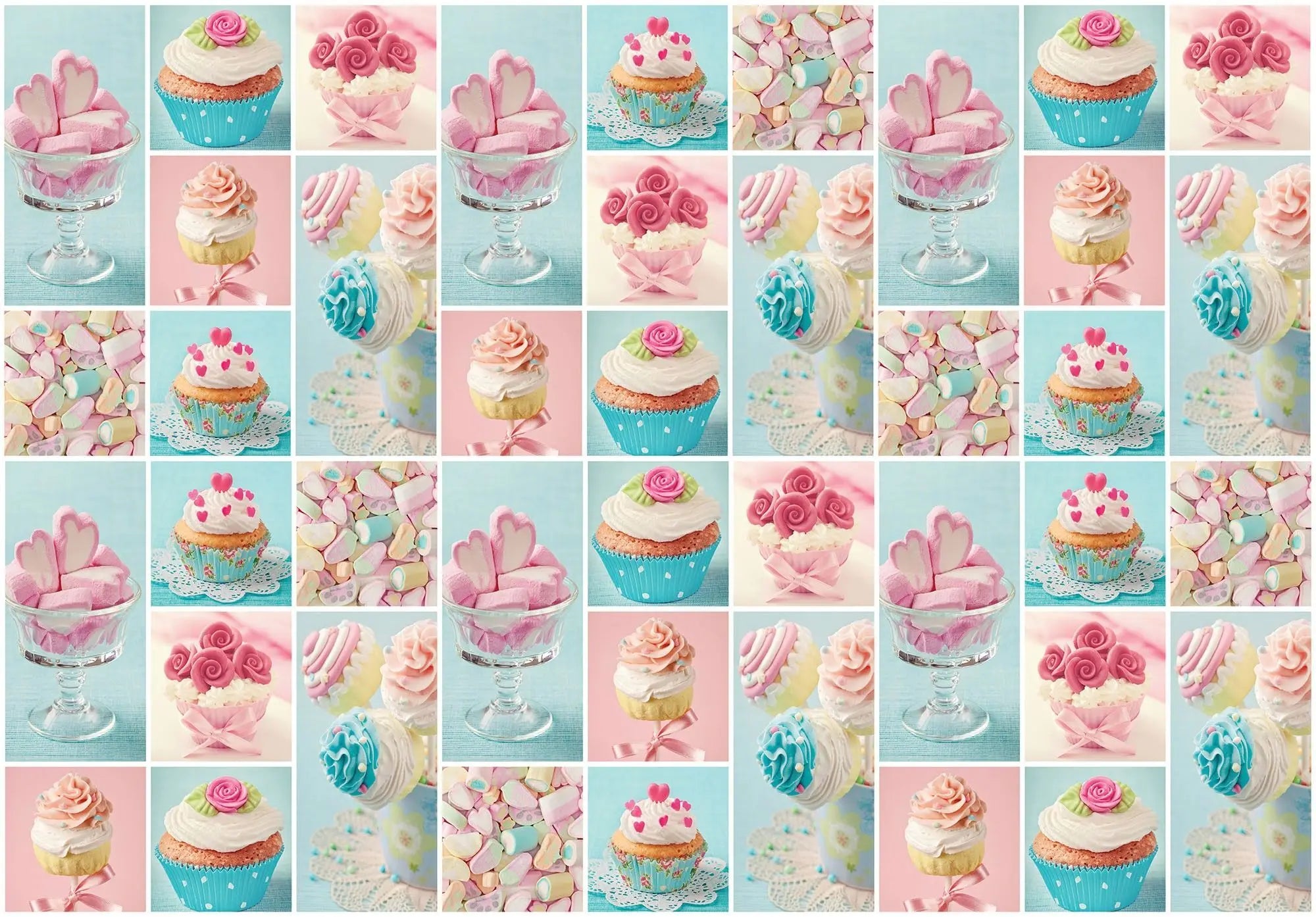 Billede 1 af Fototapet - Farverige cupcakes og slik med hjerteformet pynt