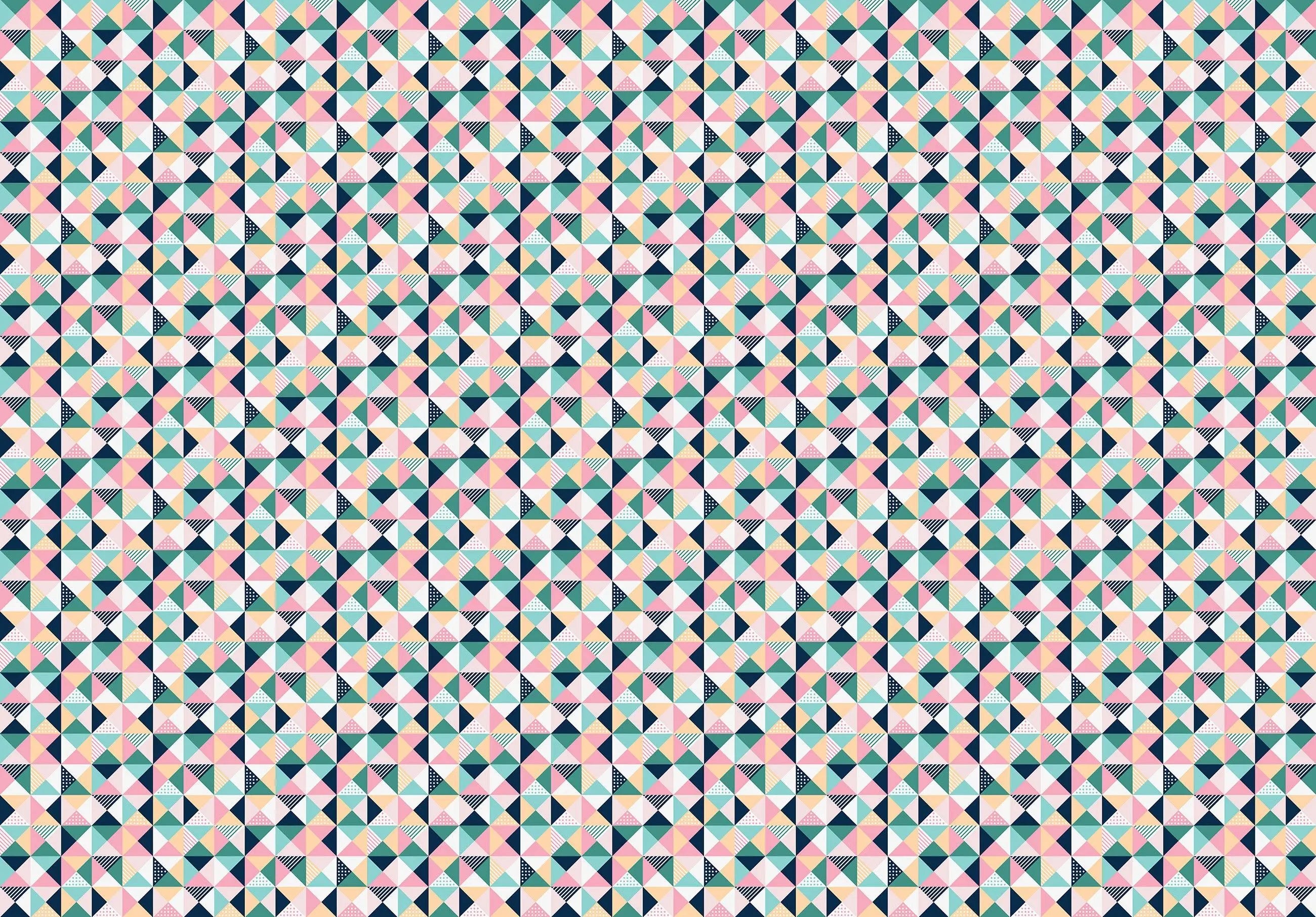 Billede 7 af Fototapet - Farverigt geometrisk mønster med små kvadrater i pasteltoner