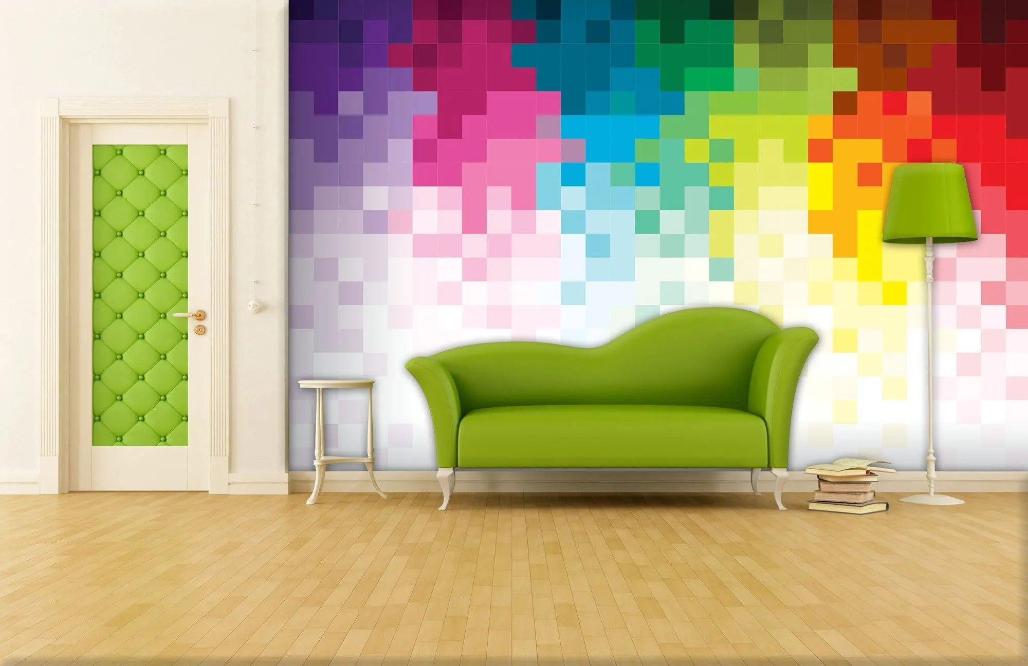 Billede 2 af Fototapet - Farverigt pixeleret mønster med gradient