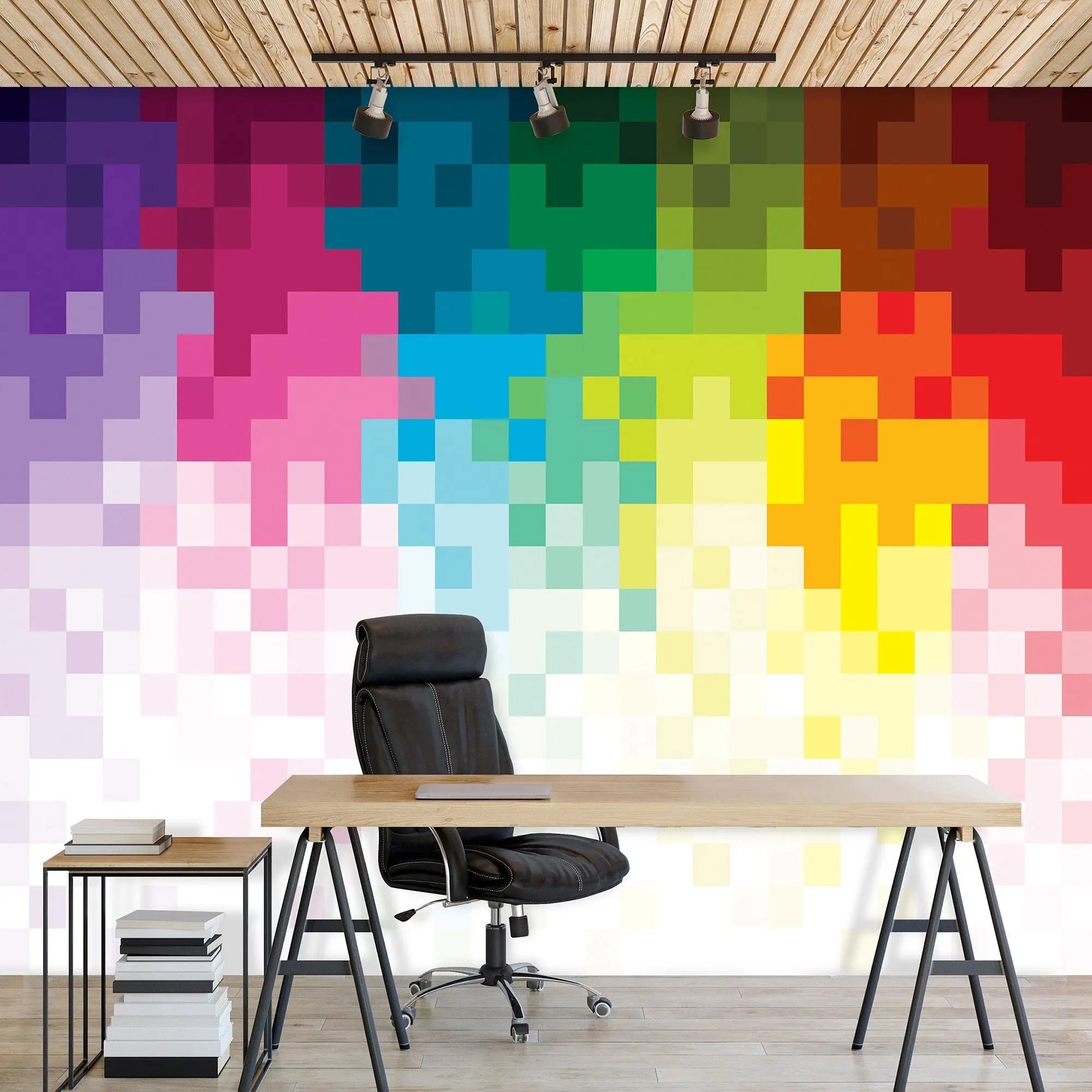 Billede 3 af Fototapet - Farverigt pixeleret mønster med gradient