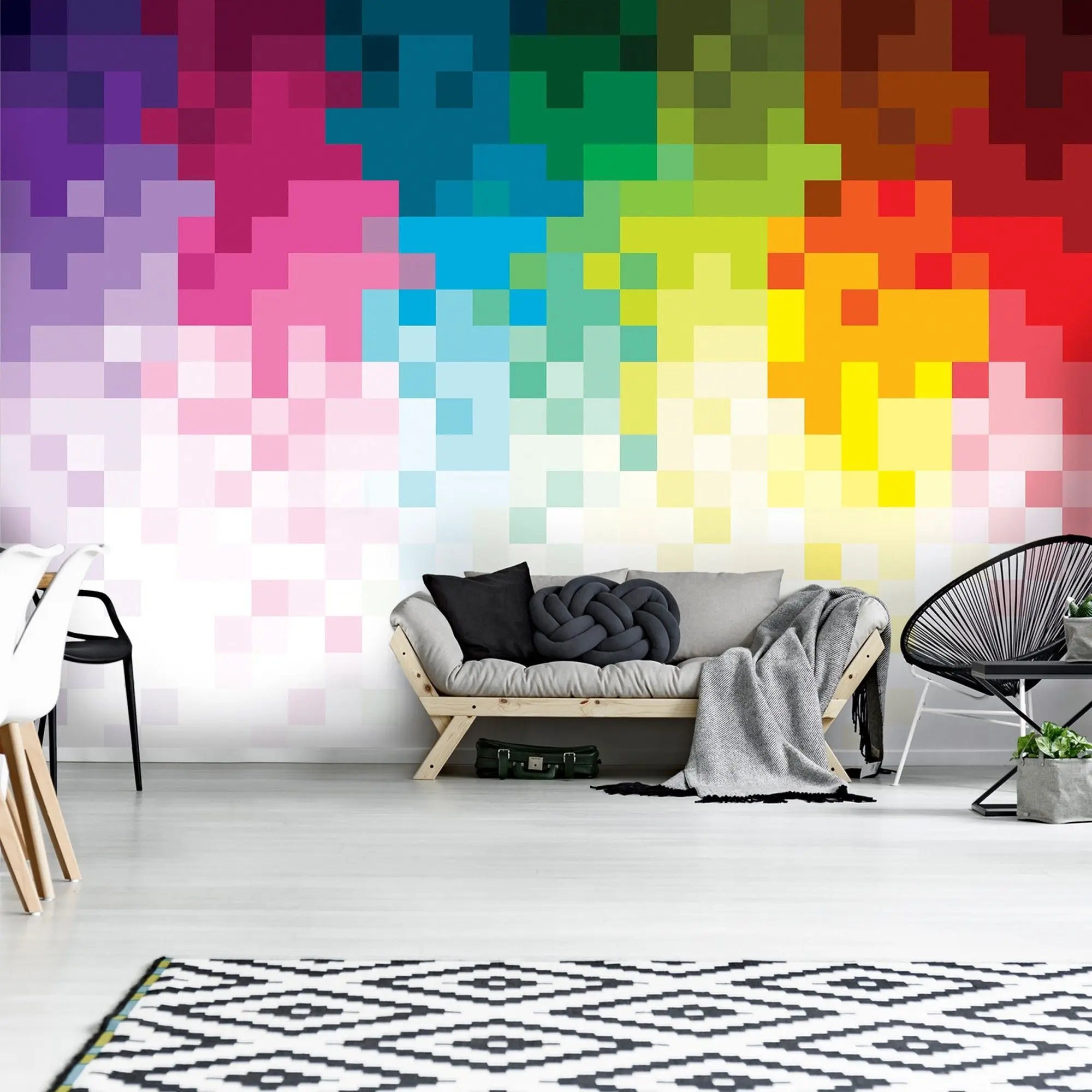 Billede 4 af Fototapet - Farverigt pixeleret mønster med gradient