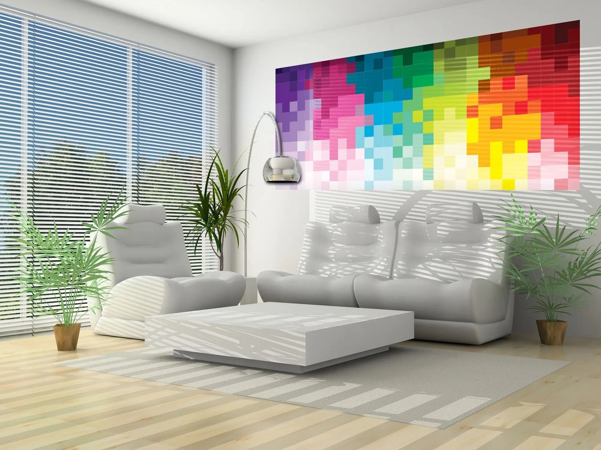 Billede 6 af Fototapet - Farverigt pixeleret mønster med gradient