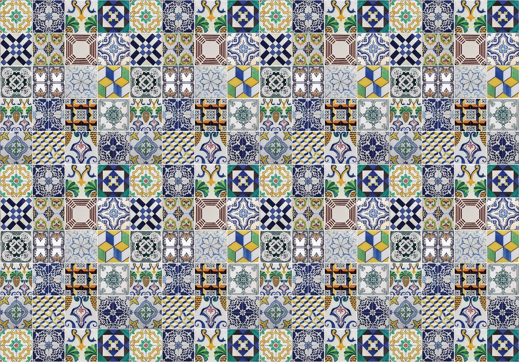 Billede 1 af Fototapet - Flerfarvet mosaikflisemønster