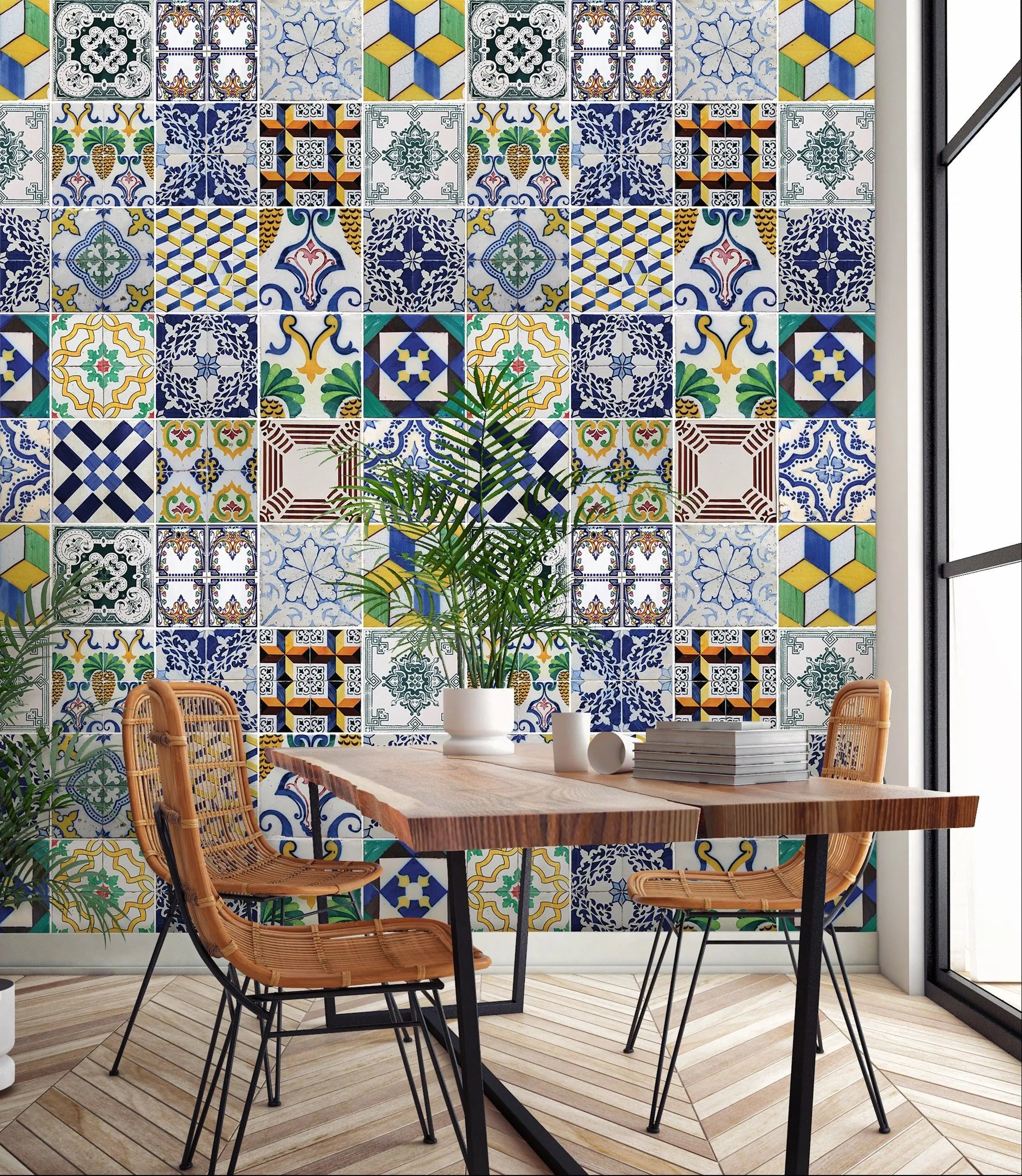 Billede 21 af Fototapet - Flerfarvet mosaikflisemønster