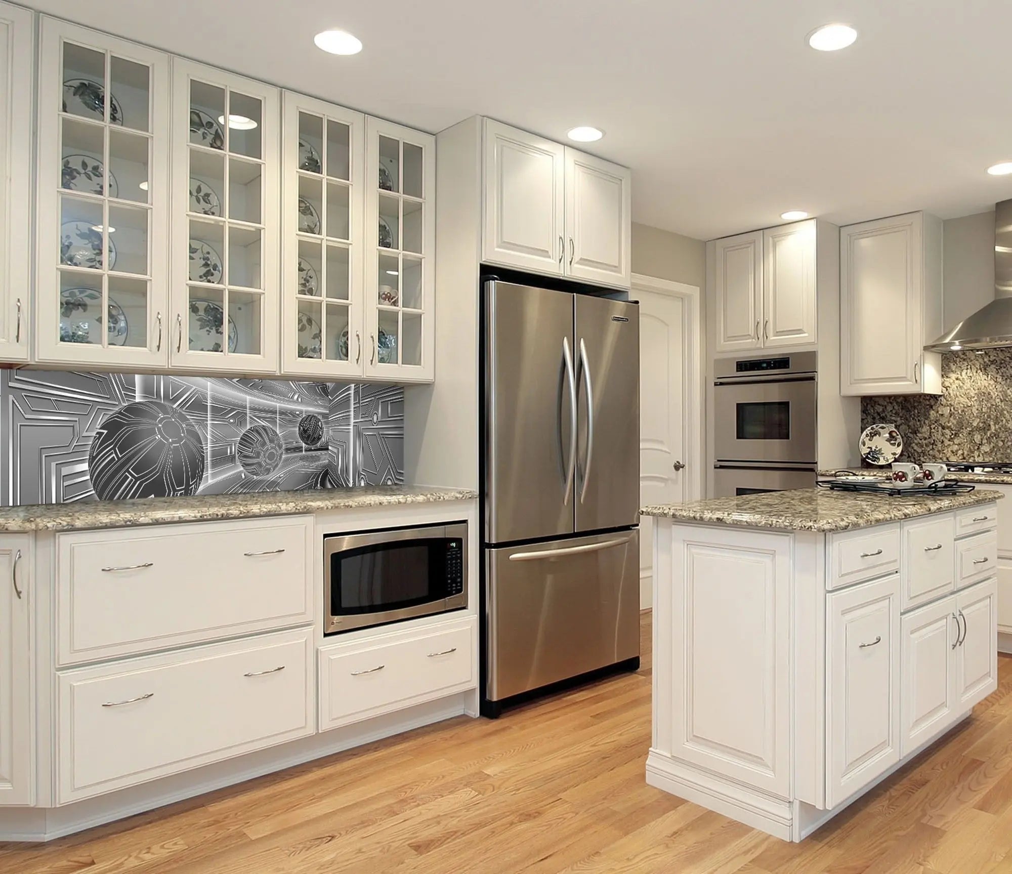 Billede 8 af Fototapet - Futuristisk metallisk korridor med sfærer