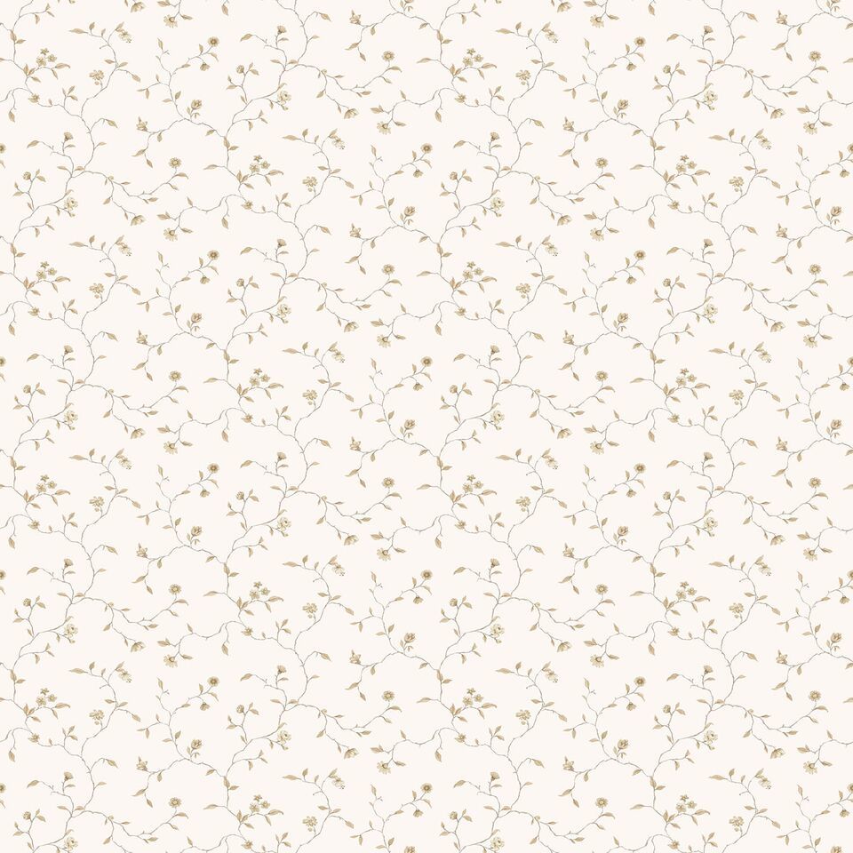 G67924-Varm hvid tapet med beige små blomster - Køb flot tapet her