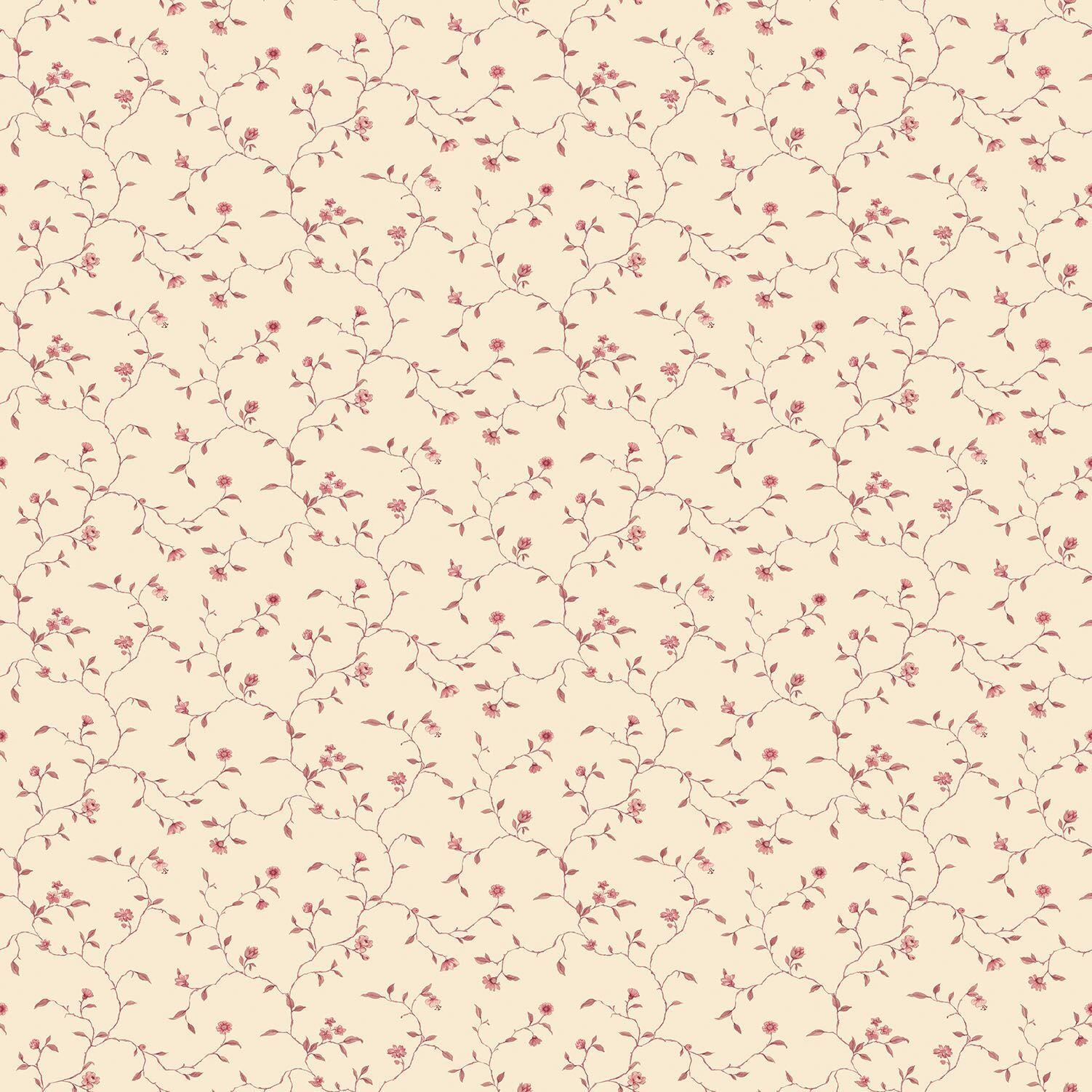 G67925-Beige tapet med rosa blade og blomster - Køb flot tapet online