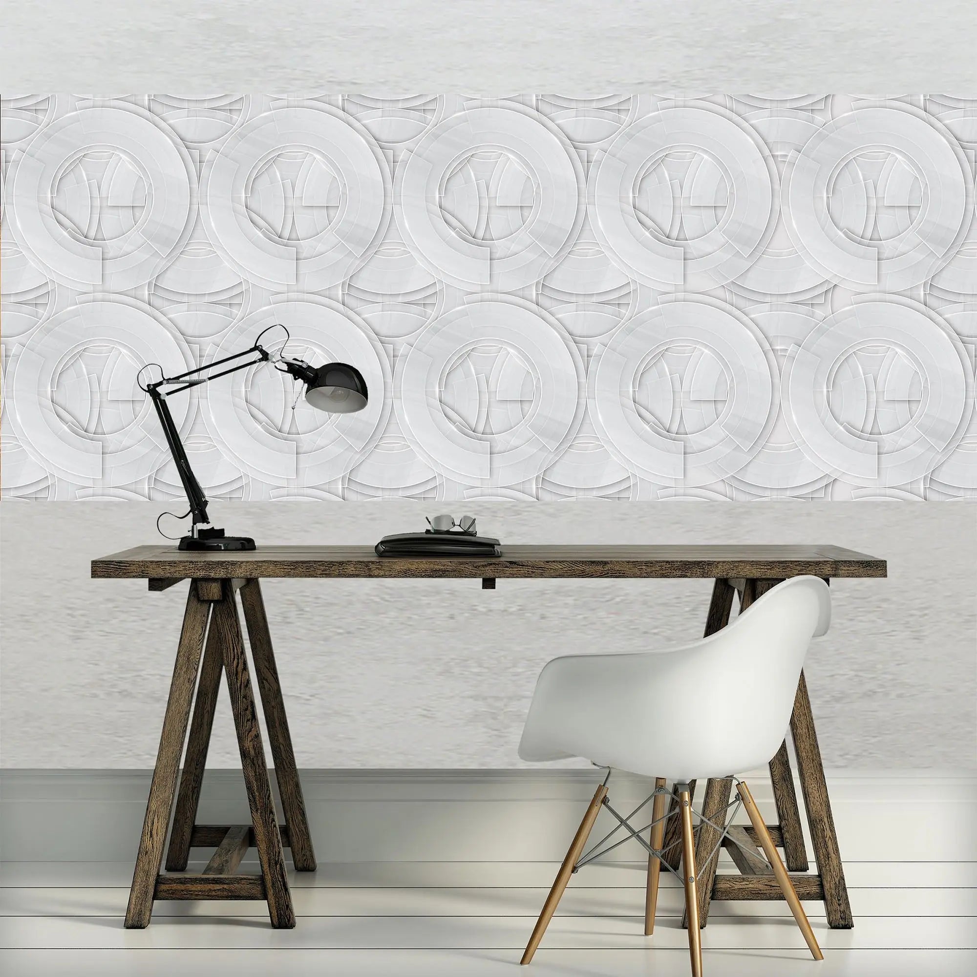 Billede 8 af Fototapet - Gentaget mønster af overlappende cirkler med gennemsigtighed