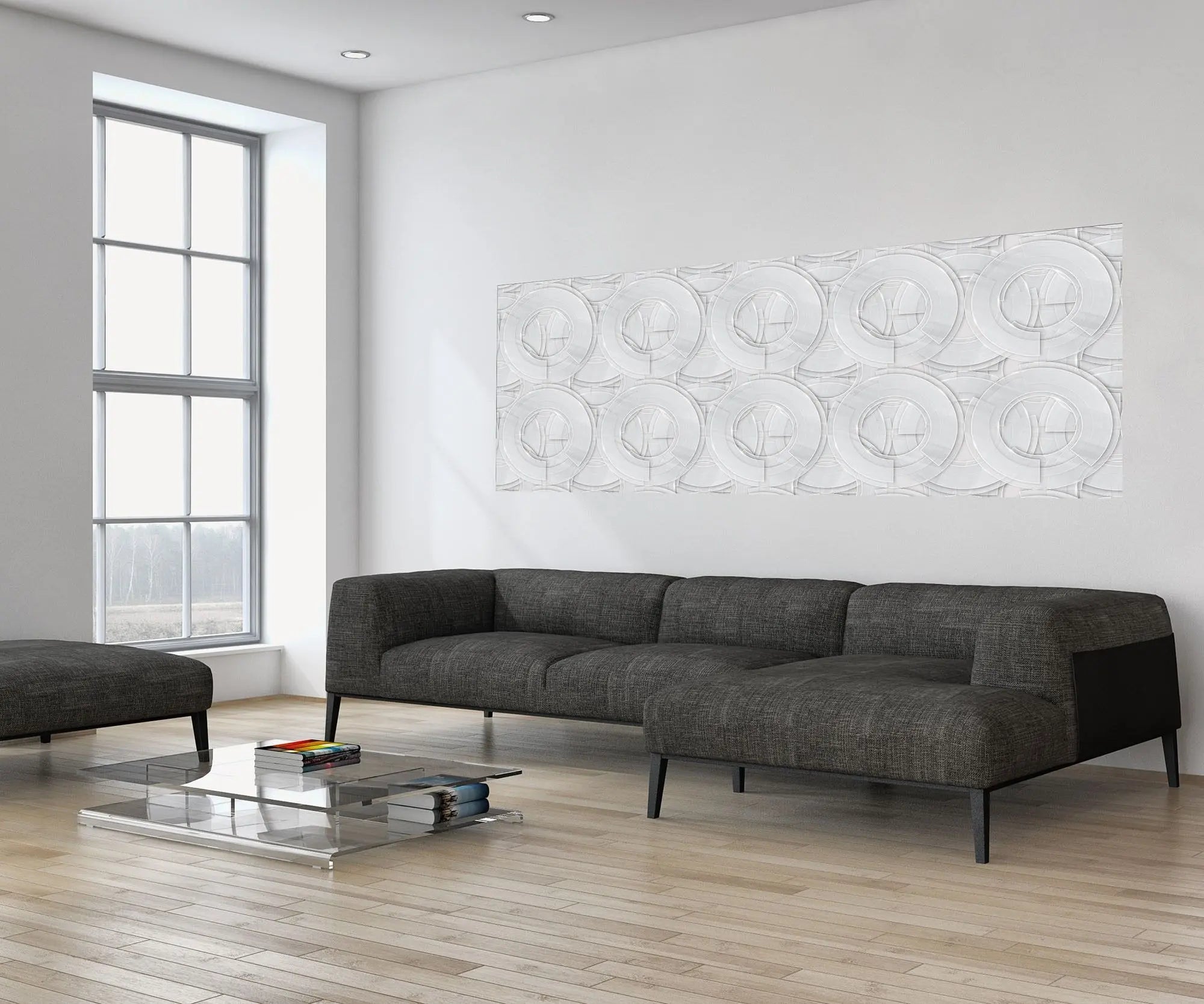 Billede 9 af Fototapet - Gentaget mønster af overlappende cirkler med gennemsigtighed