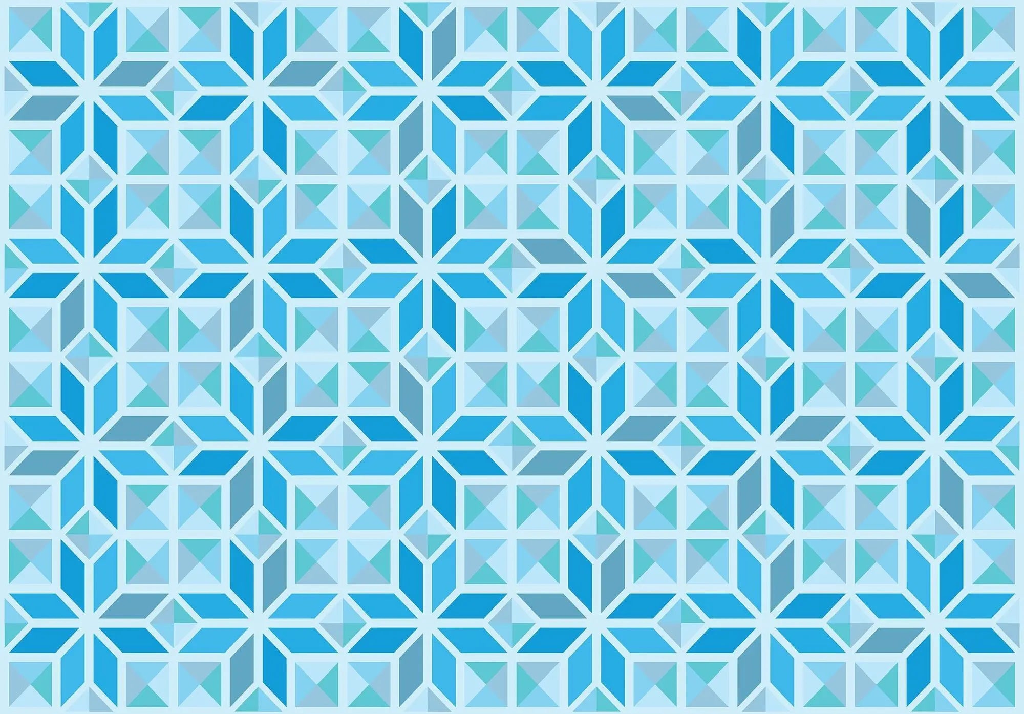 Billede 1 af Fototapet - Geometrisk mønster med blå og hvide firkanter og trekanter