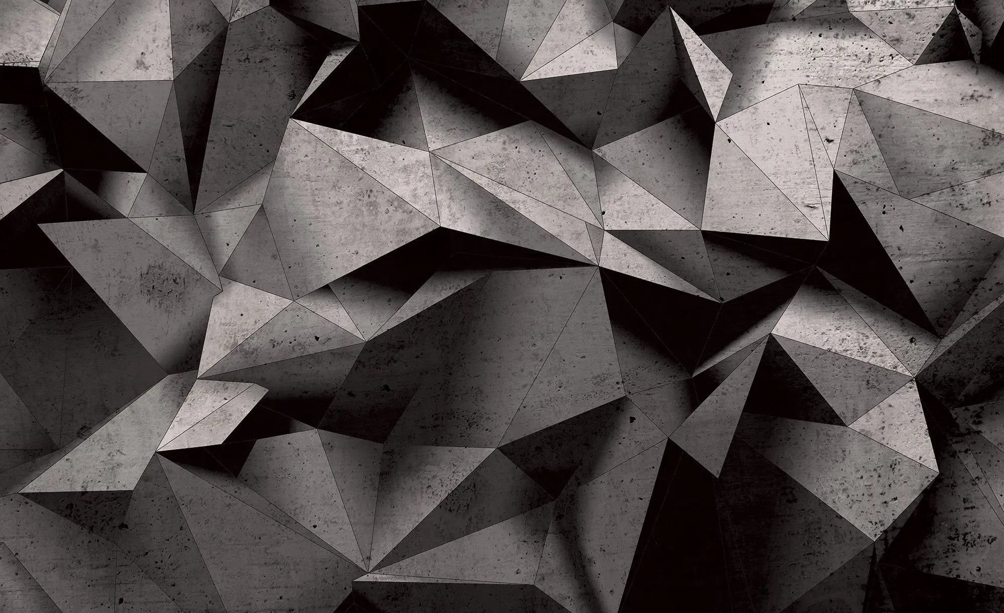 Billede 1 af Fototapet - Grå geometriske polygoner med skygger
