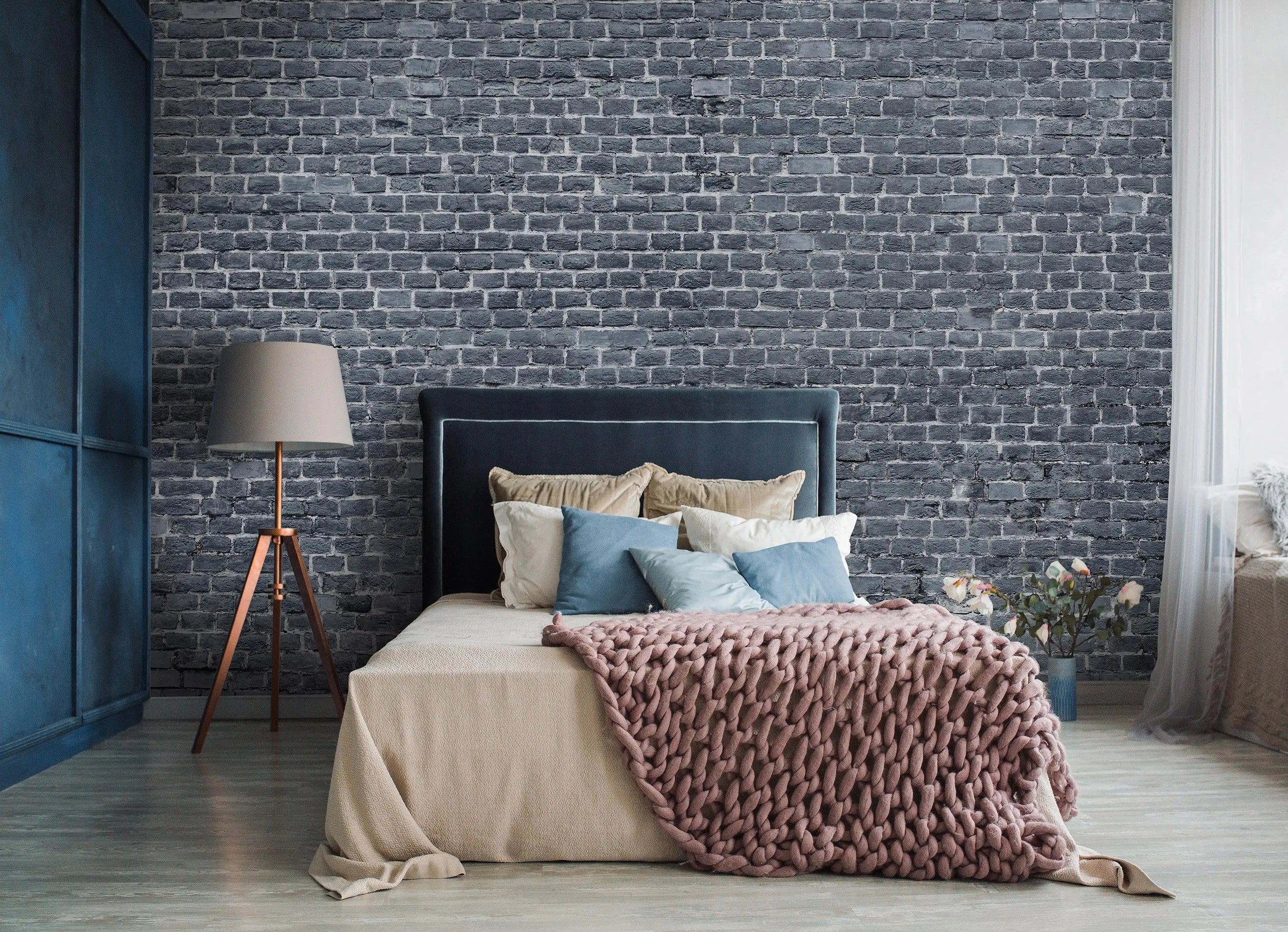 Billede 4 af Fototapet - Grå murstensvæg