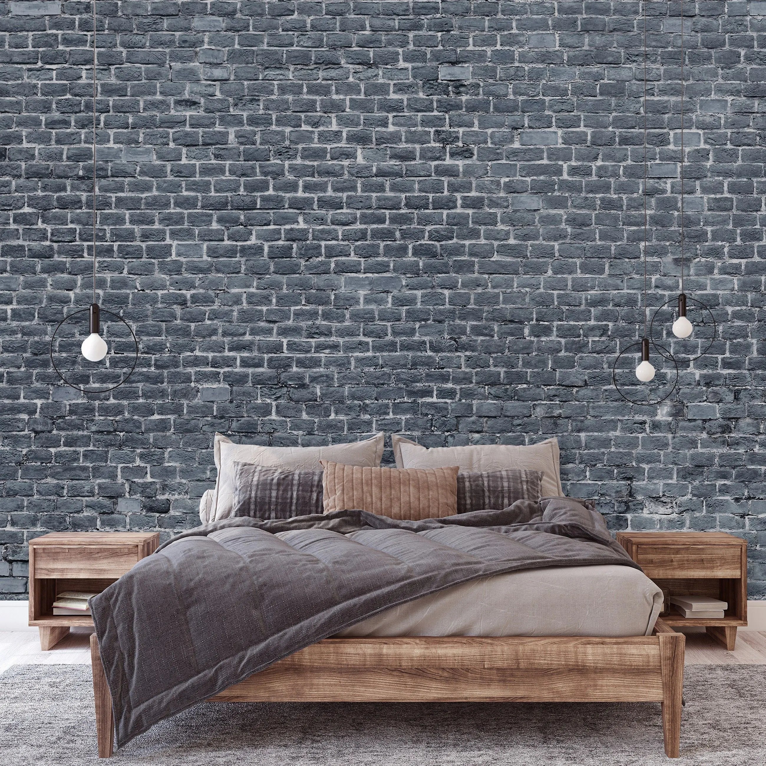 Billede 6 af Fototapet - Grå murstensvæg