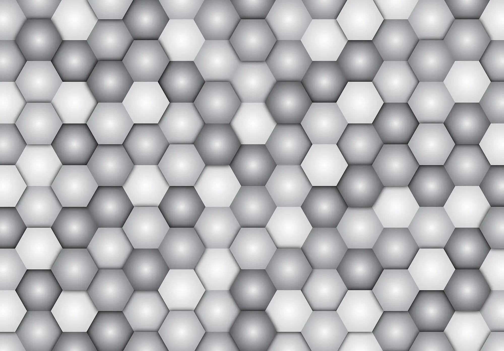 Billede 1 af Fototapet - Grå og hvide hexagoner i mønster