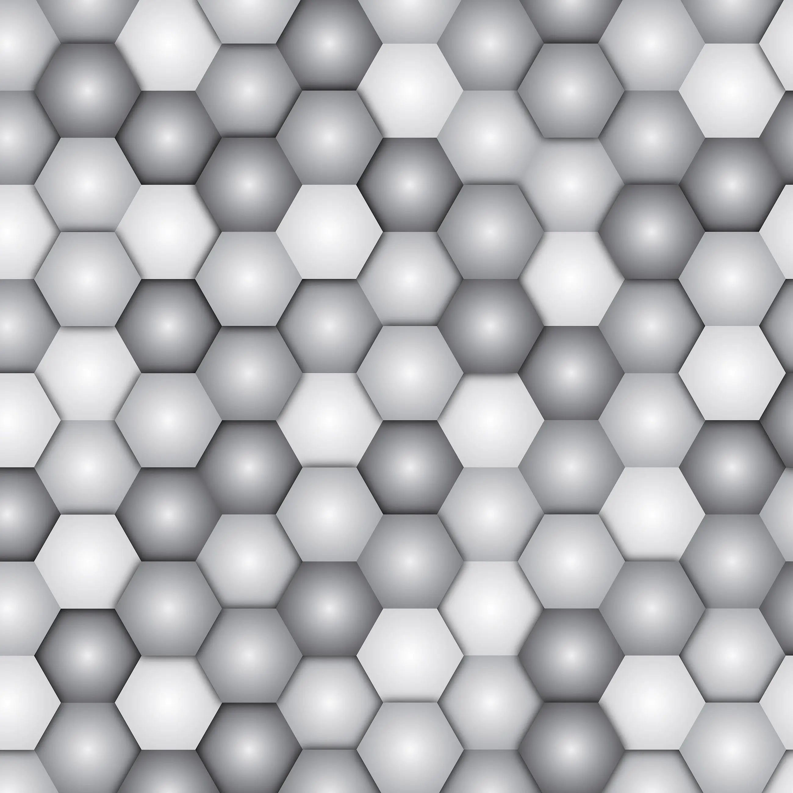 Billede 15 af Fototapet - Grå og hvide hexagoner i mønster