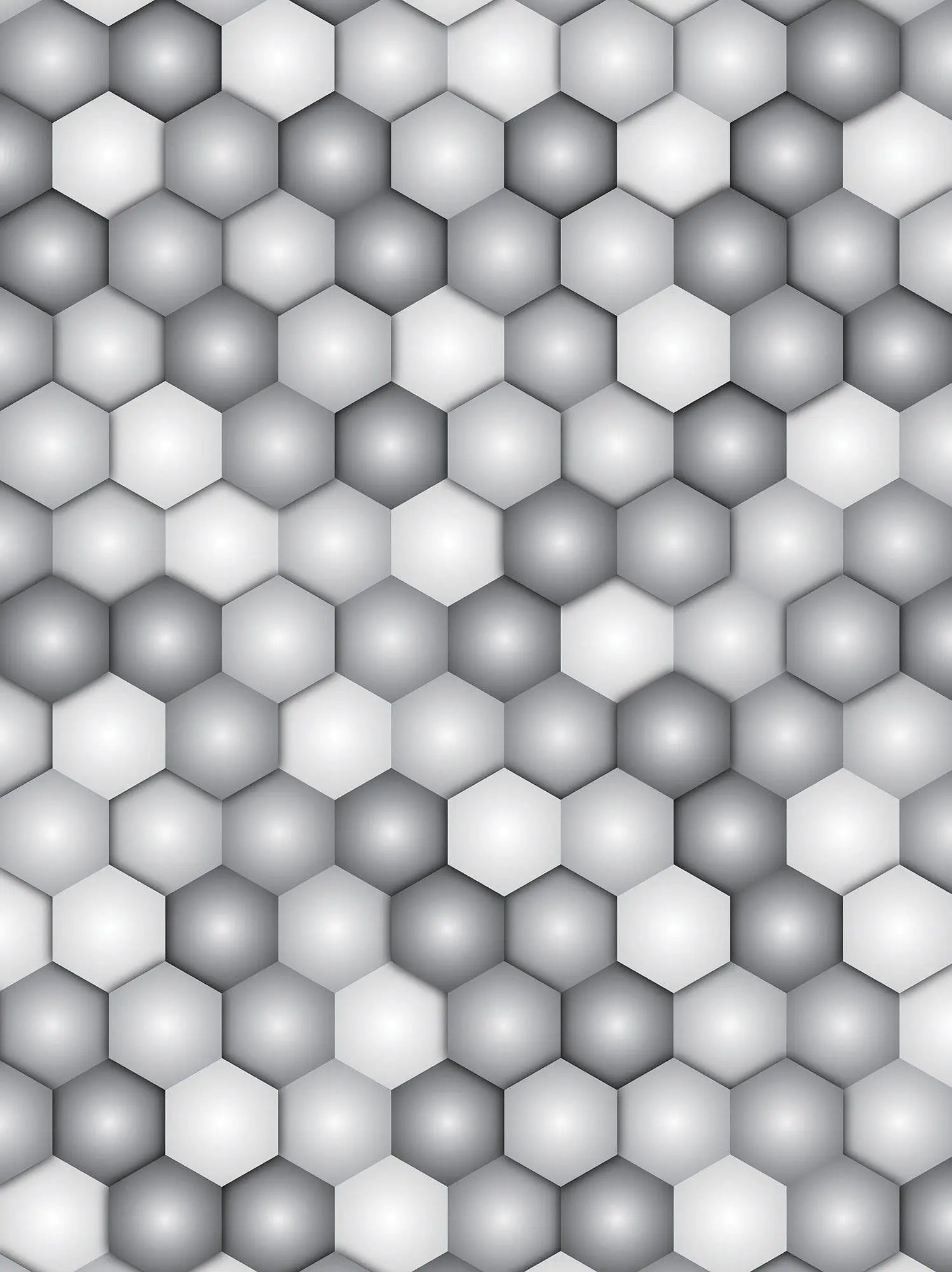 Billede 16 af Fototapet - Grå og hvide hexagoner i mønster