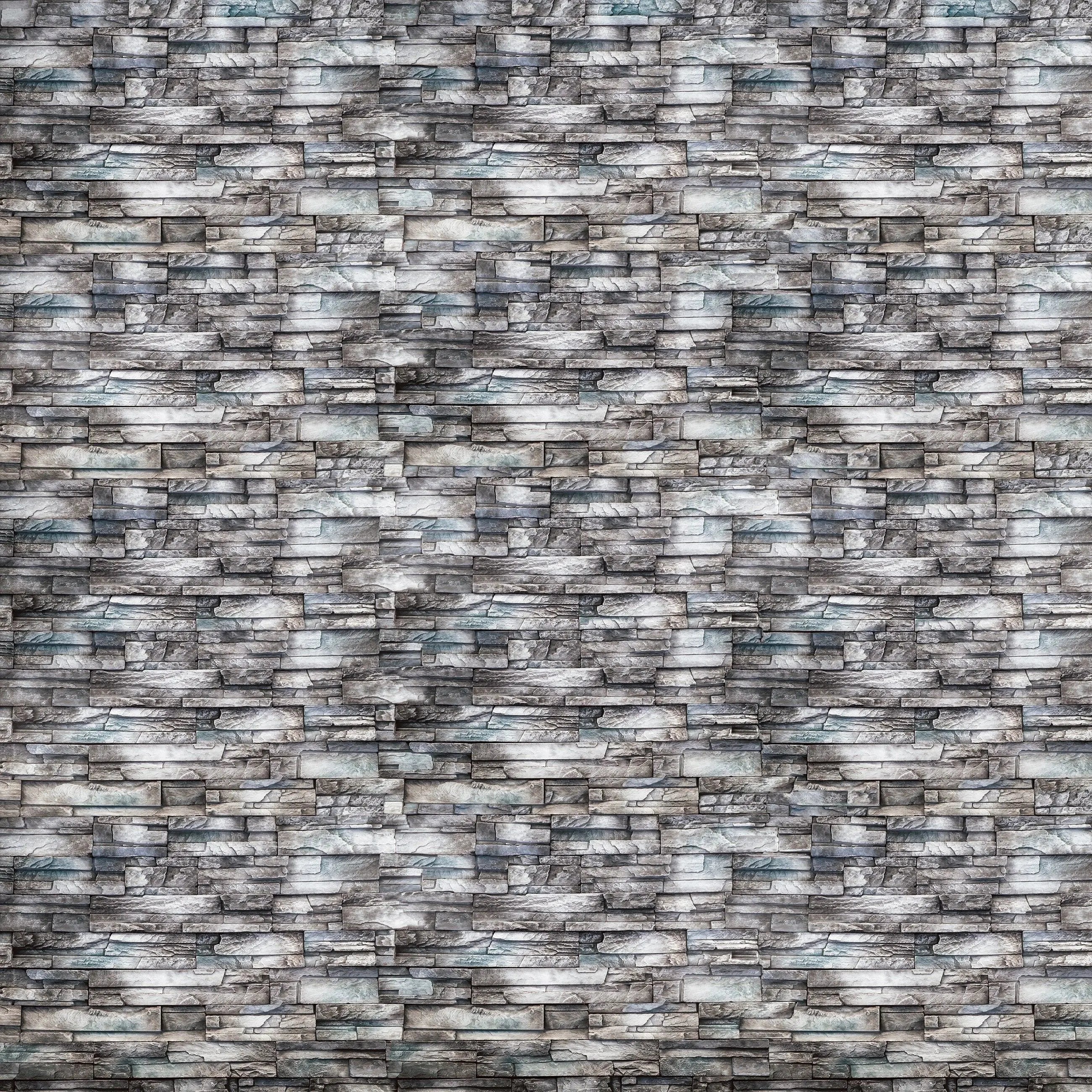 Billede 15 af Fototapet - Grå stenvæg med mønstret struktur