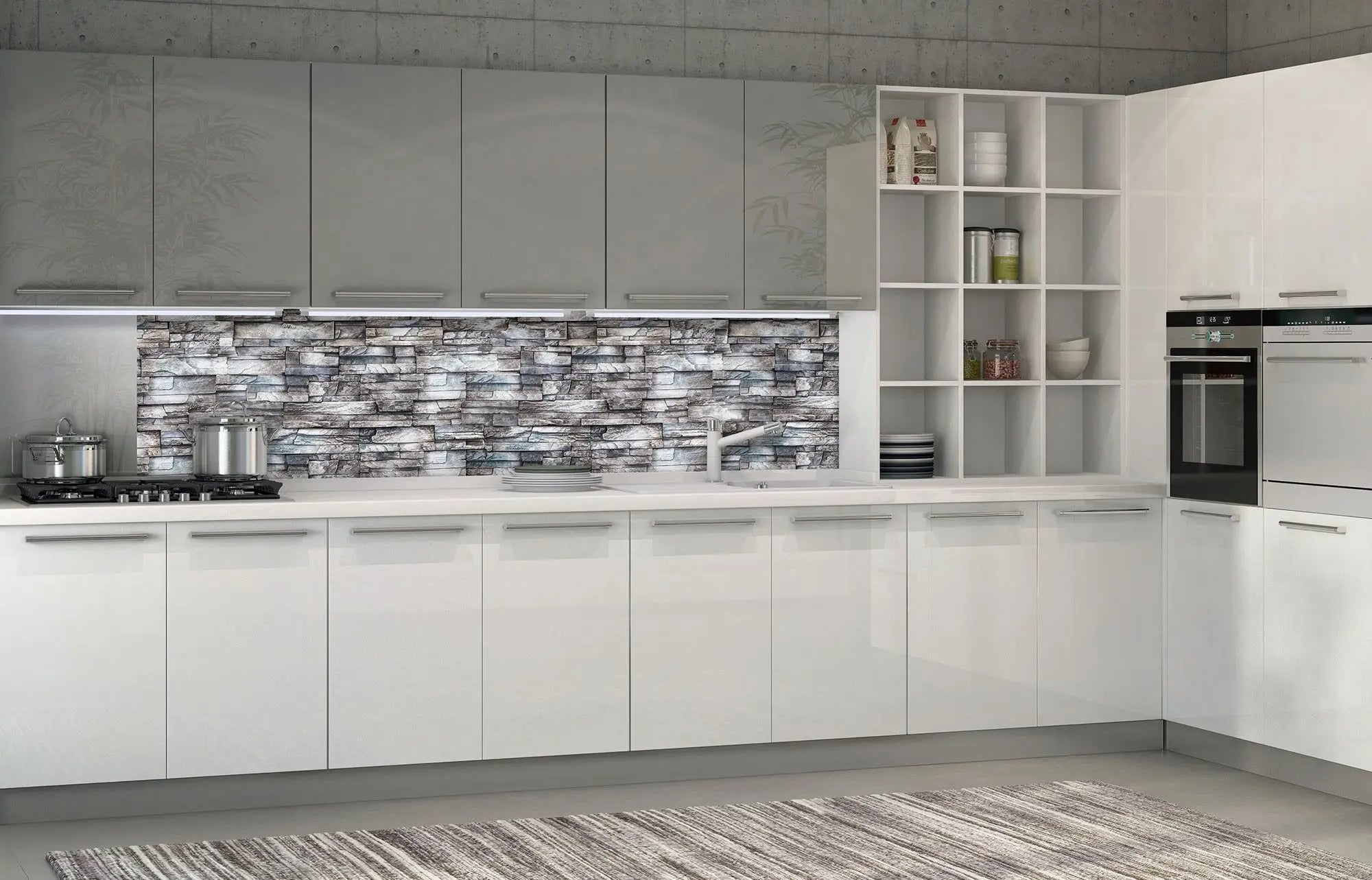 Billede 5 af Fototapet - Grå stenvæg med mønstret struktur