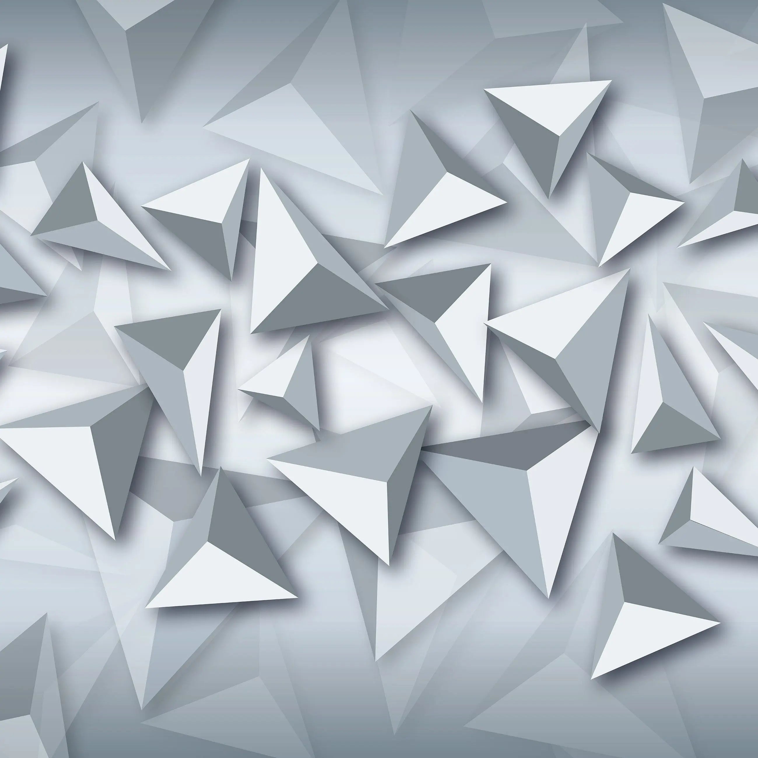 Billede 16 af Fototapet - Grå tredimensionale trekantede former på lys baggrund