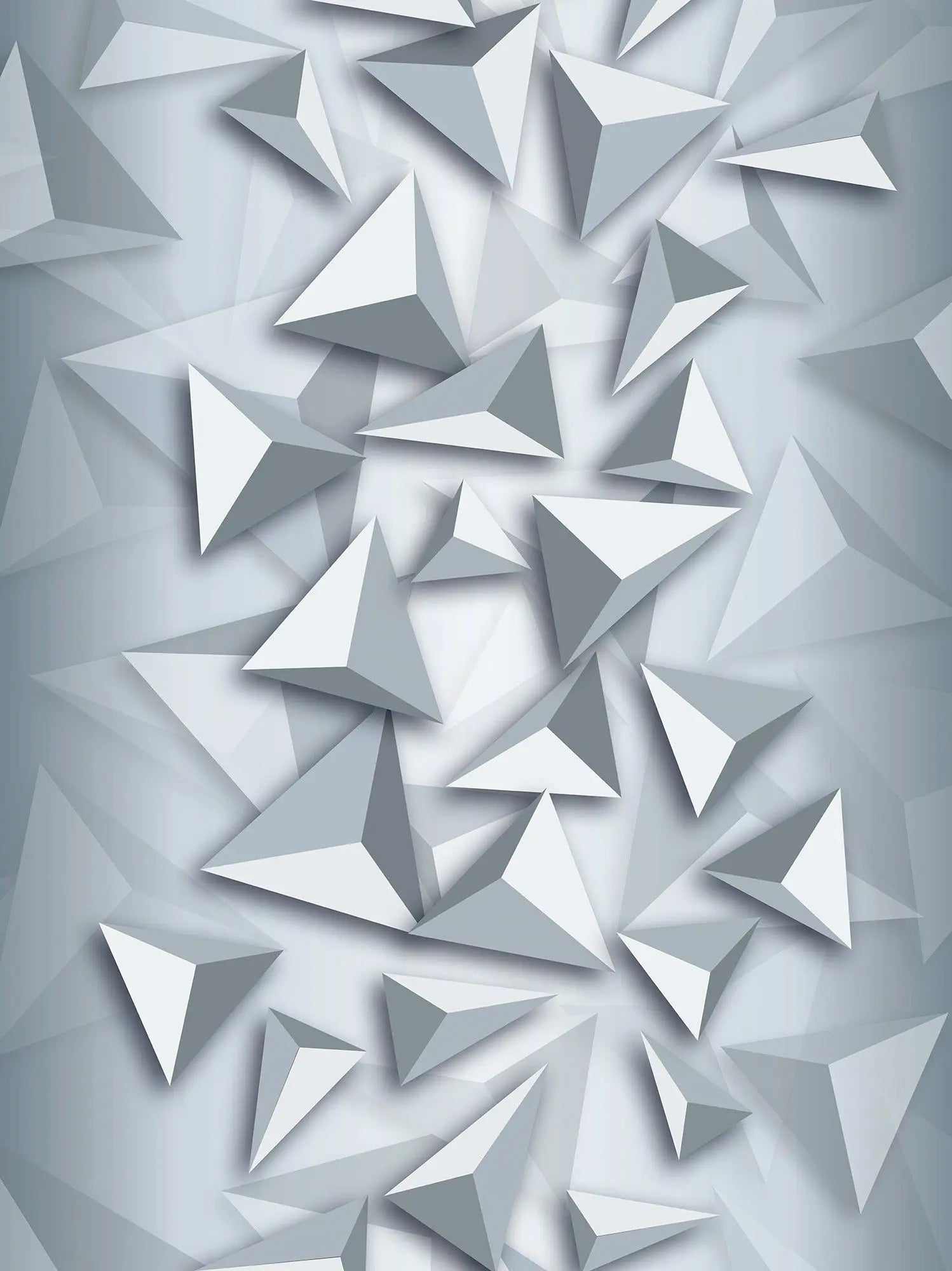 Billede 17 af Fototapet - Grå tredimensionale trekantede former på lys baggrund