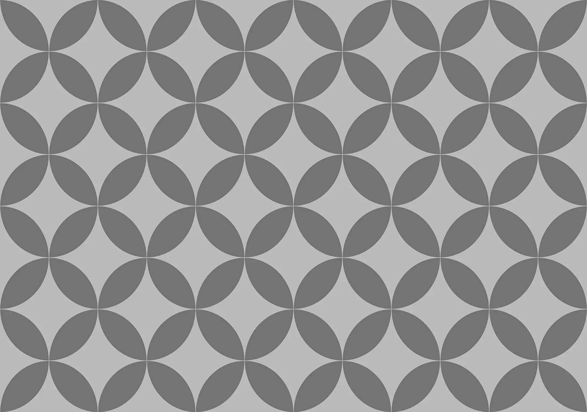 Billede 1 af Fototapet - Gråt geometrisk mønster med cirkler og mandelformer