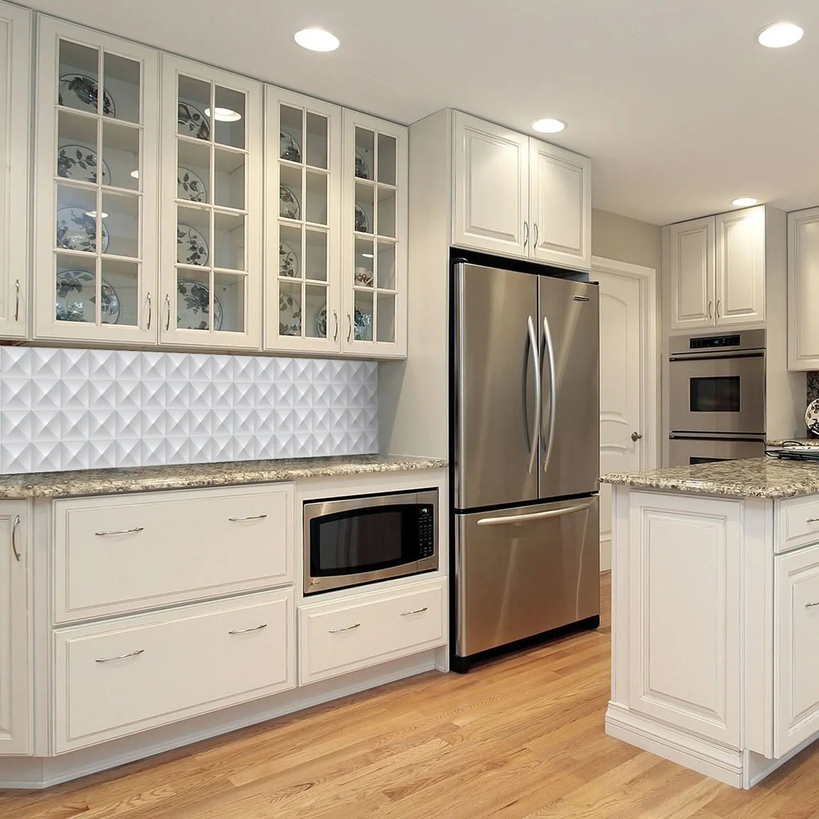 Billede 10 af Fototapet - Gråt geometrisk mønster med pyramideformede felter