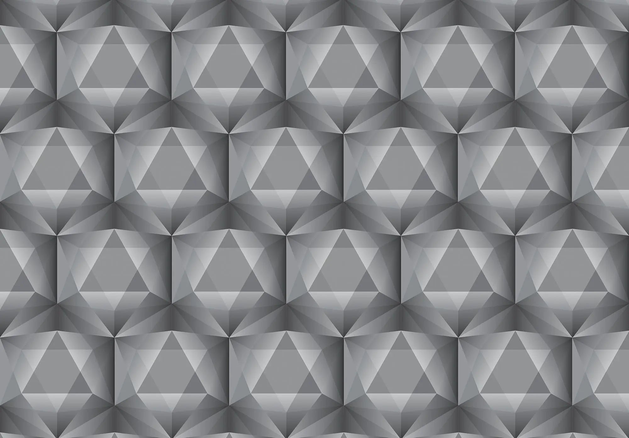 Billede 1 af Fototapet - Gråt geometrisk mønster med tredimensionelle firkanter