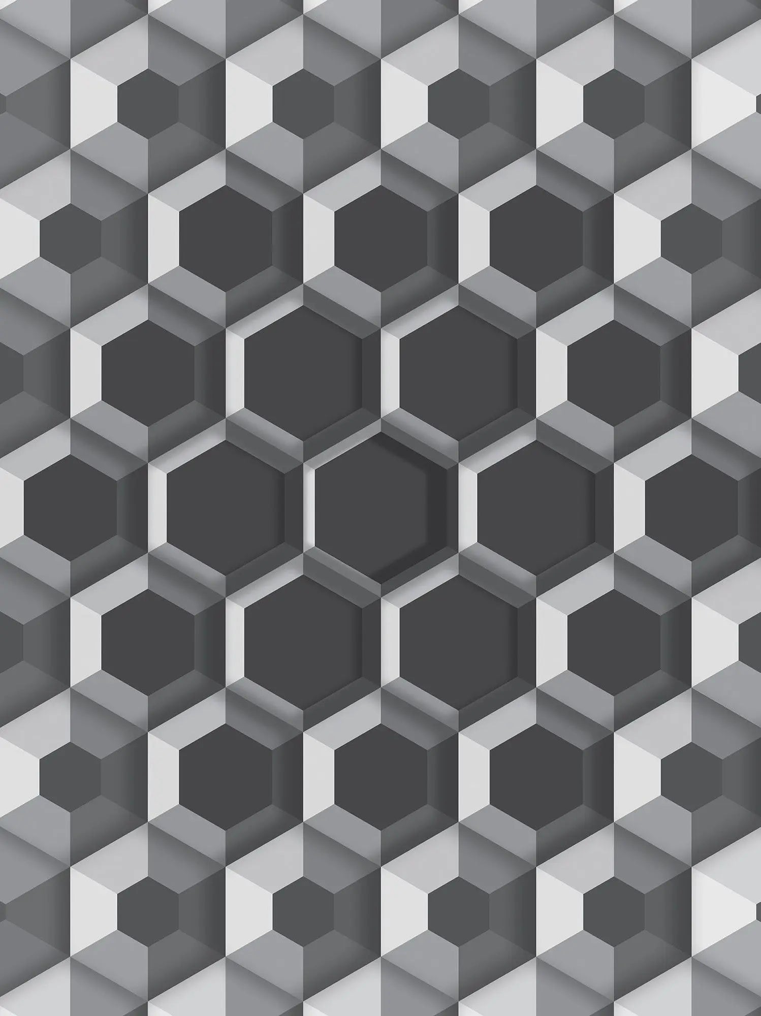 Billede 17 af Fototapet - Gråt geometrisk mønster med tredimensionelle sekskanter